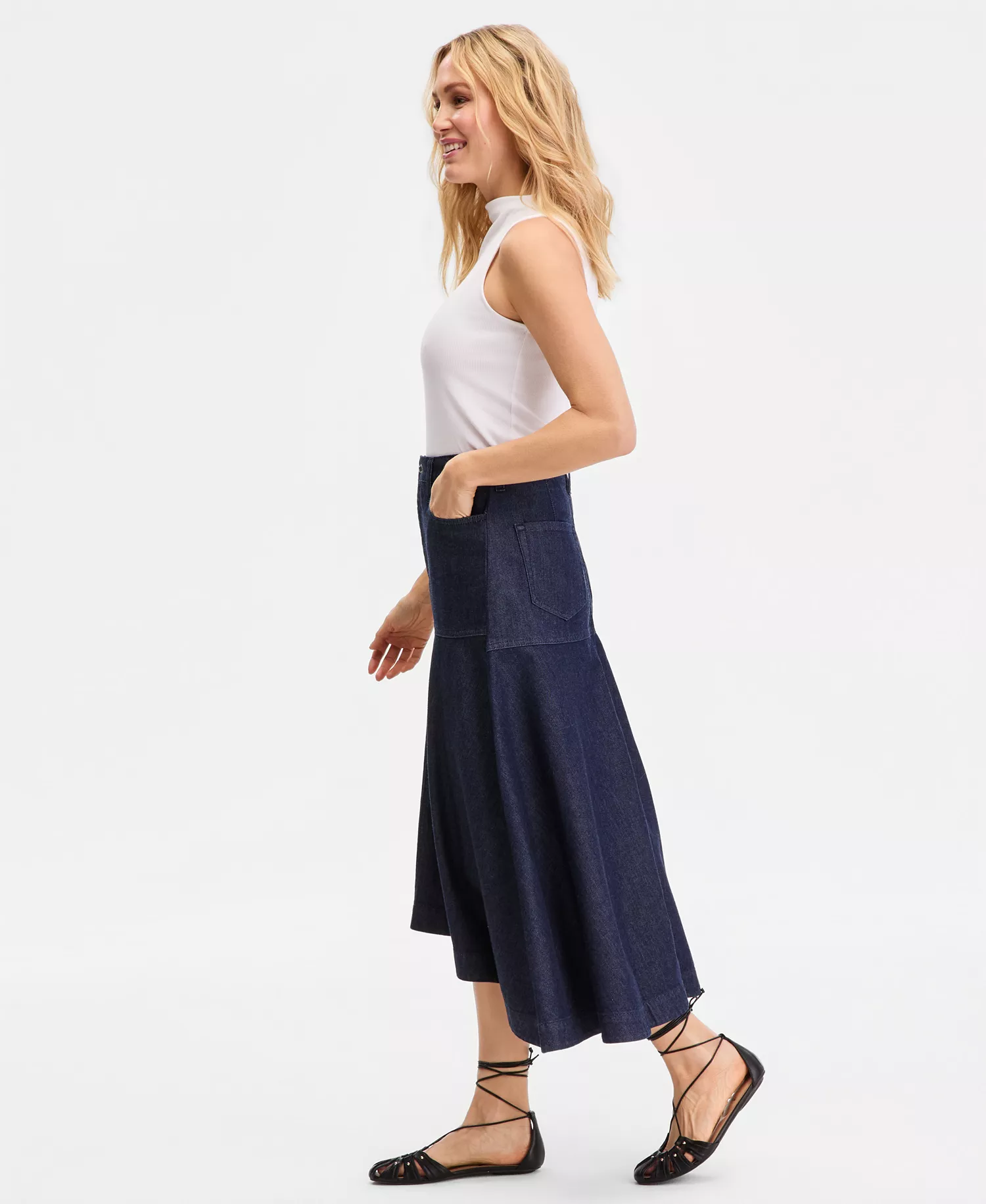Women's Denim Midi Skirt, Macy's Exclusive - Hudson Wash - 0