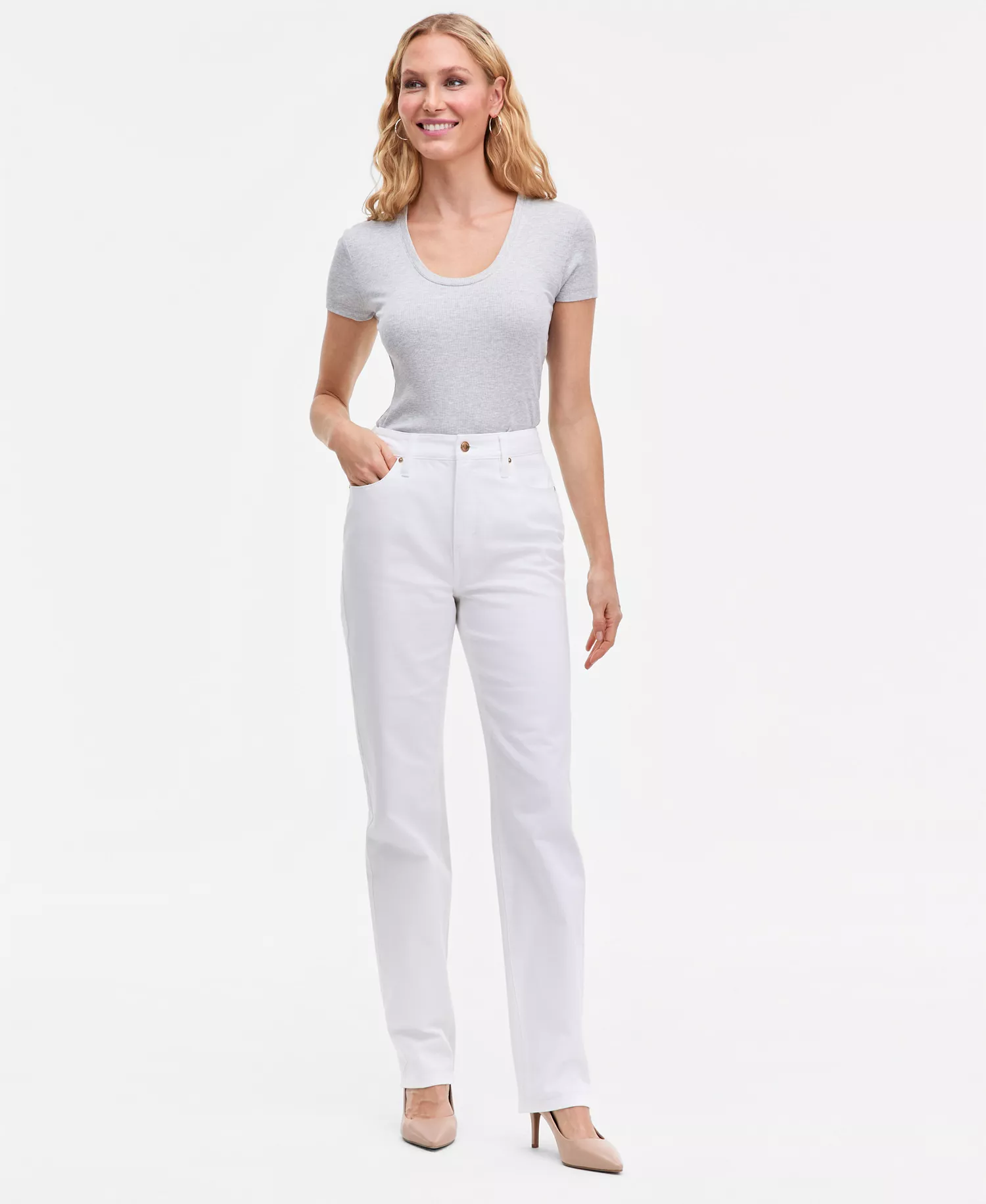 Women's High-Rise Straight-Leg Jeans, Macy's Exclusive  - Bright White - 10