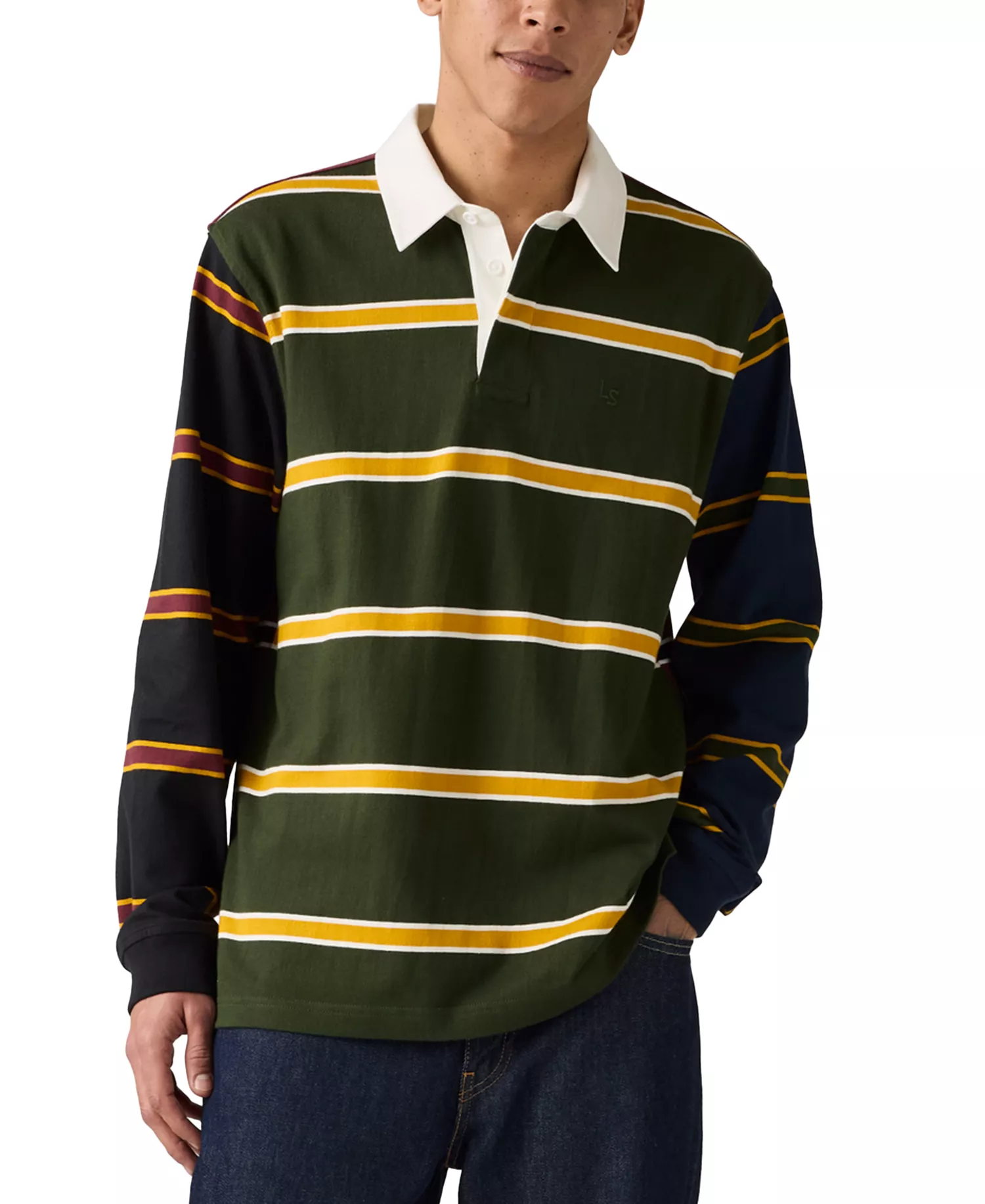 Men's Union Relaxed Fit Long Sleeve Striped Rugby Shirt - Duffel Bag - 2XL