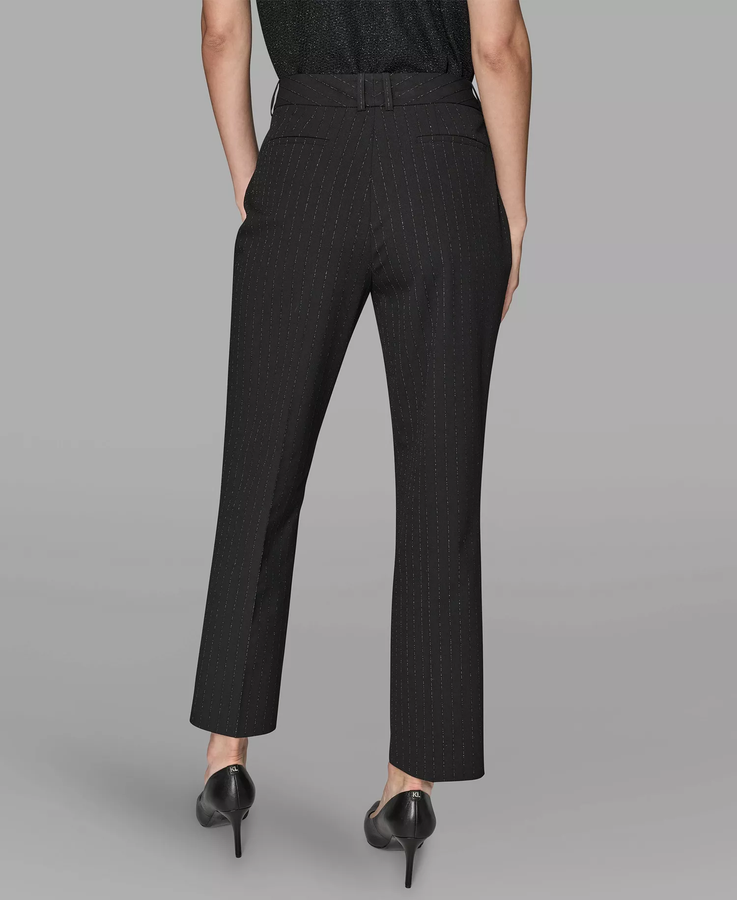 Women's Novelty Metallic Striped Slim Leg Pants - Black/Metallic - 12