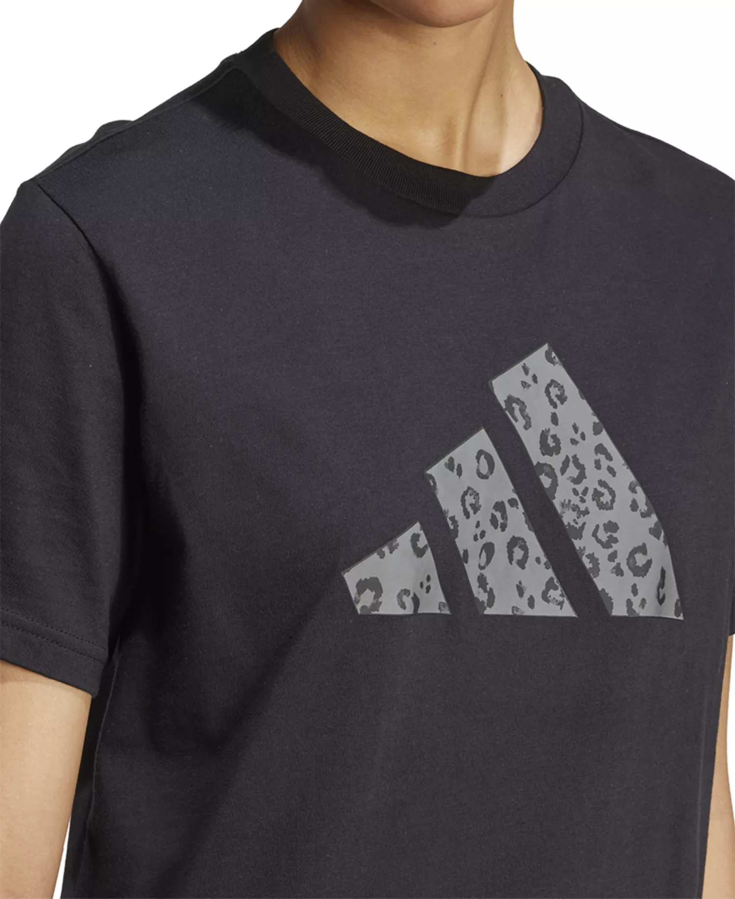 Women's Cotton Animal-Print Logo Crewneck T-Shirt - Black - L