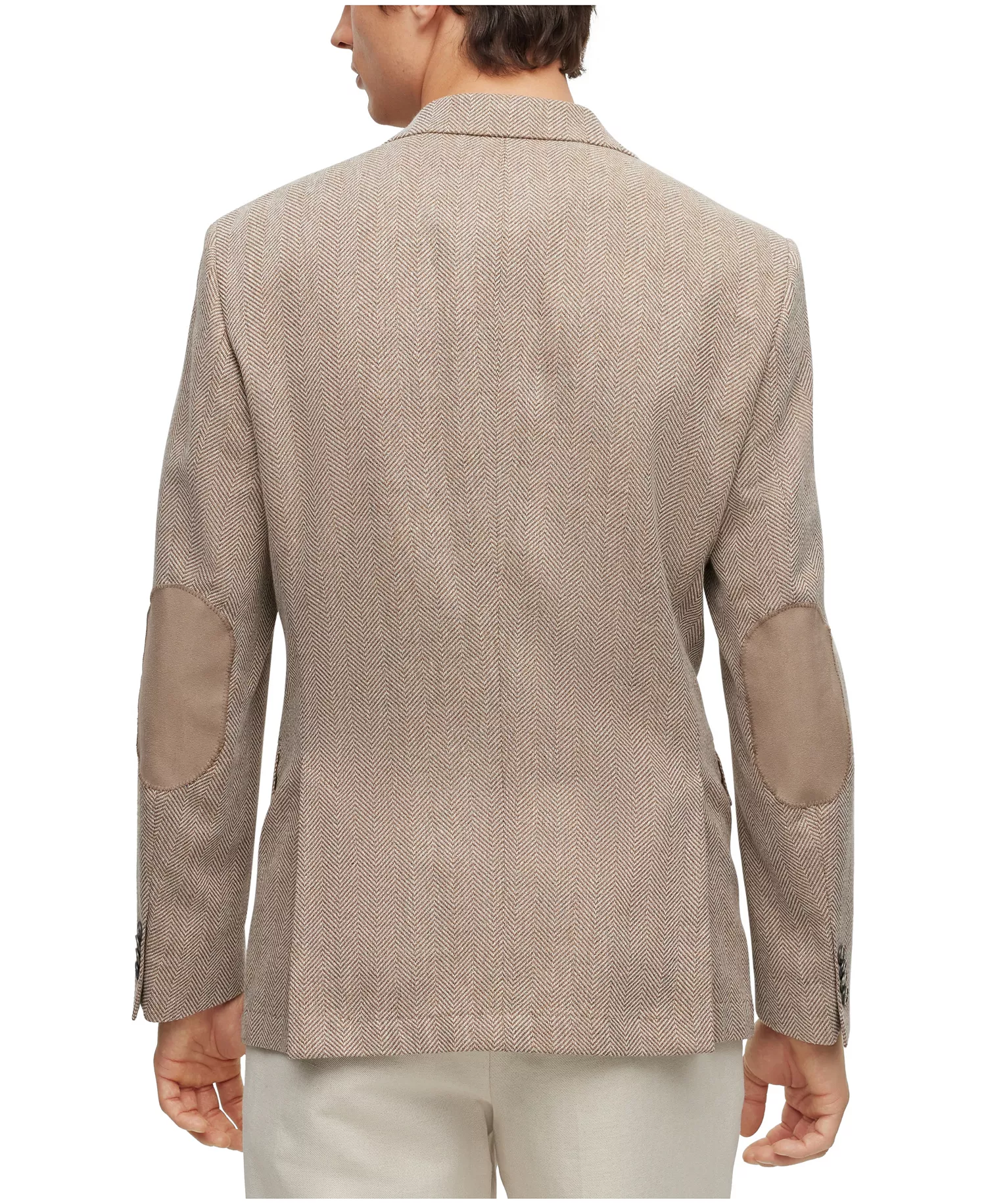 Men's Herringbone Slim-Fit Jacket - Medium Beige - 38S