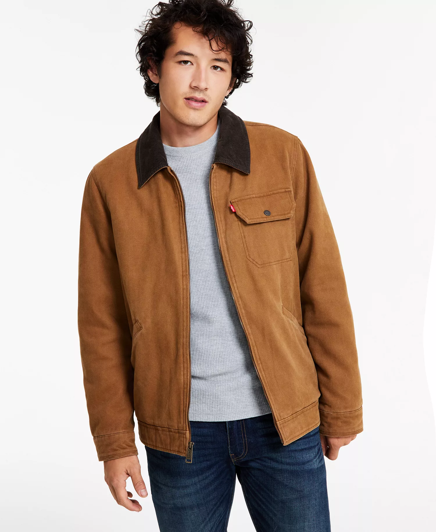 Levi’s® Men's Cotton Canvas Zip-Front Utility Jacket - Brown - L