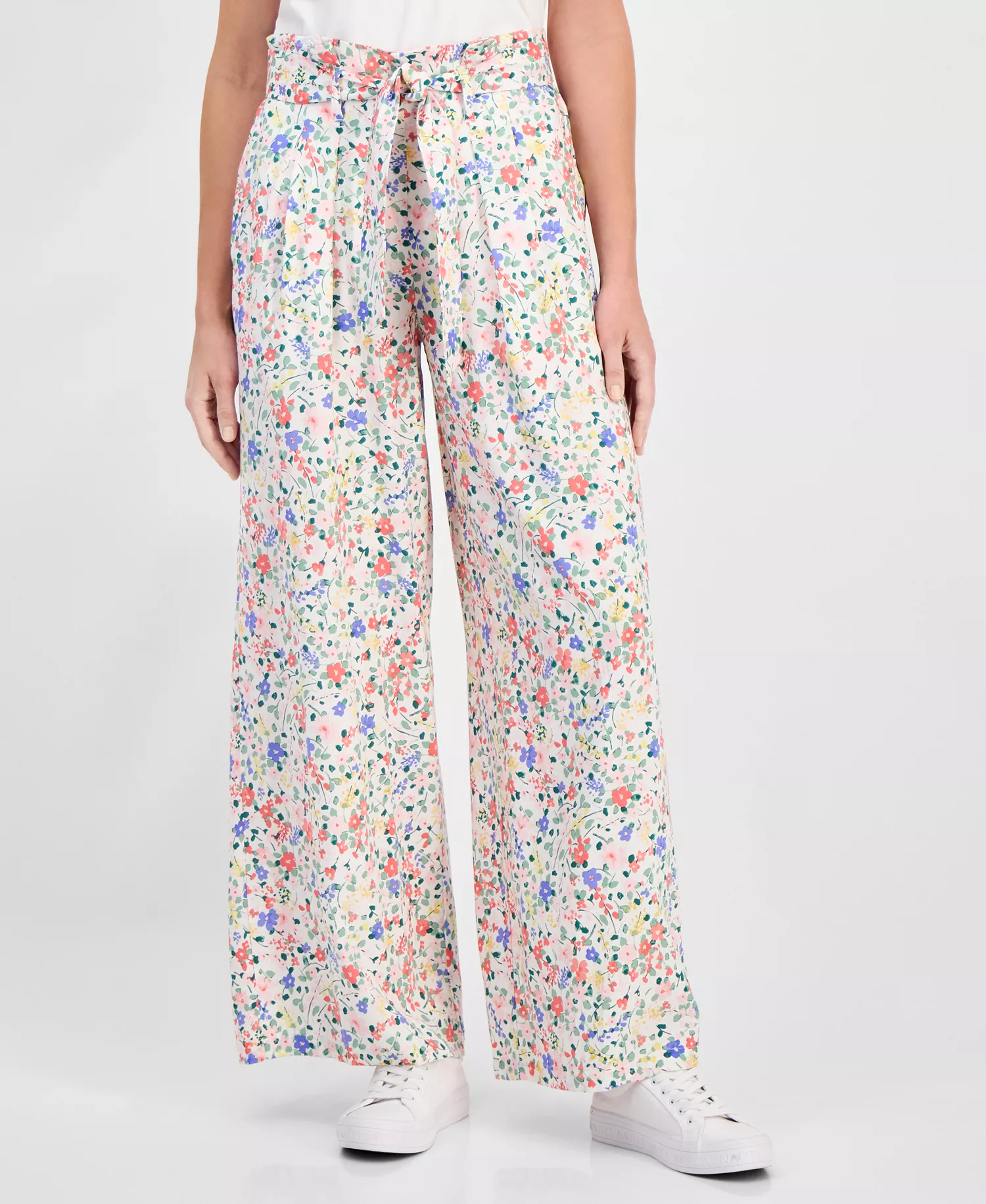 Women's Pull-On Belagio Floral Pants - Bright White Multi - L