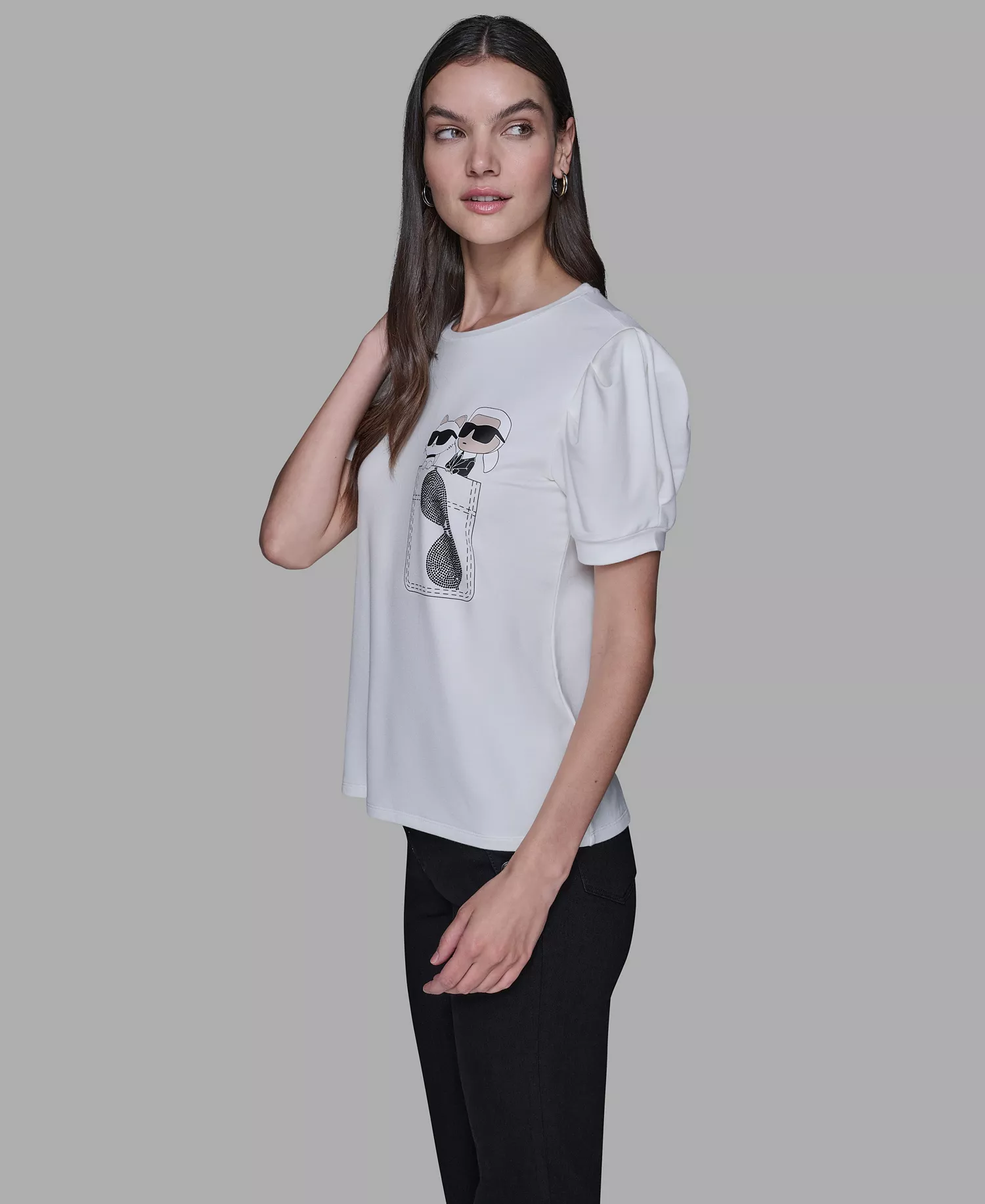 Women's Puff Short-Sleeve Top - Soft White - L