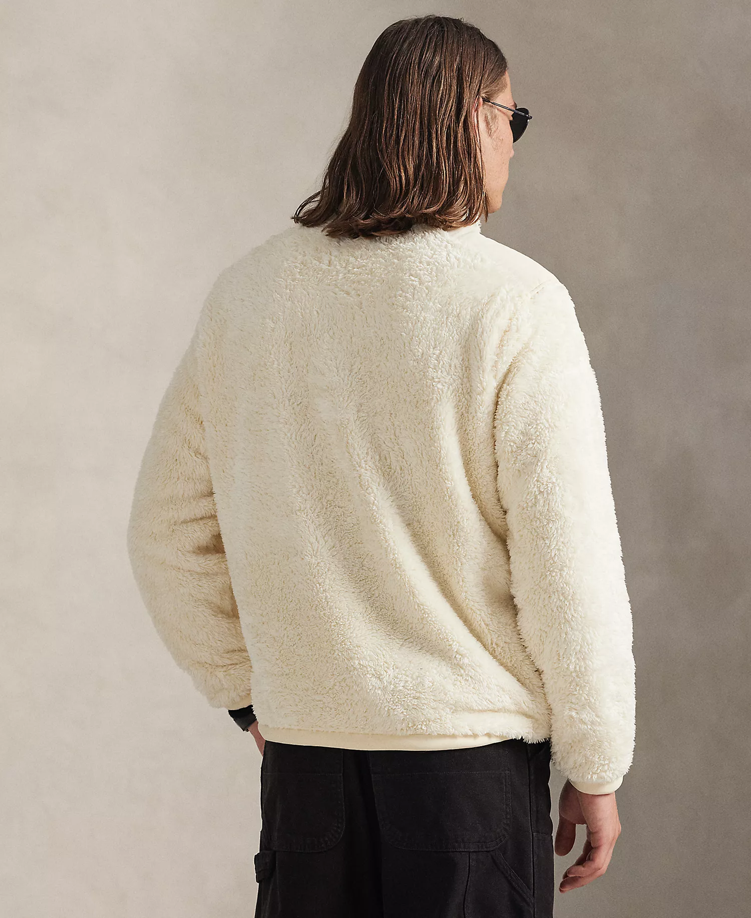 Men's Long Sleeve Curly Pile Fleece Jacket - Andover Cream - XL