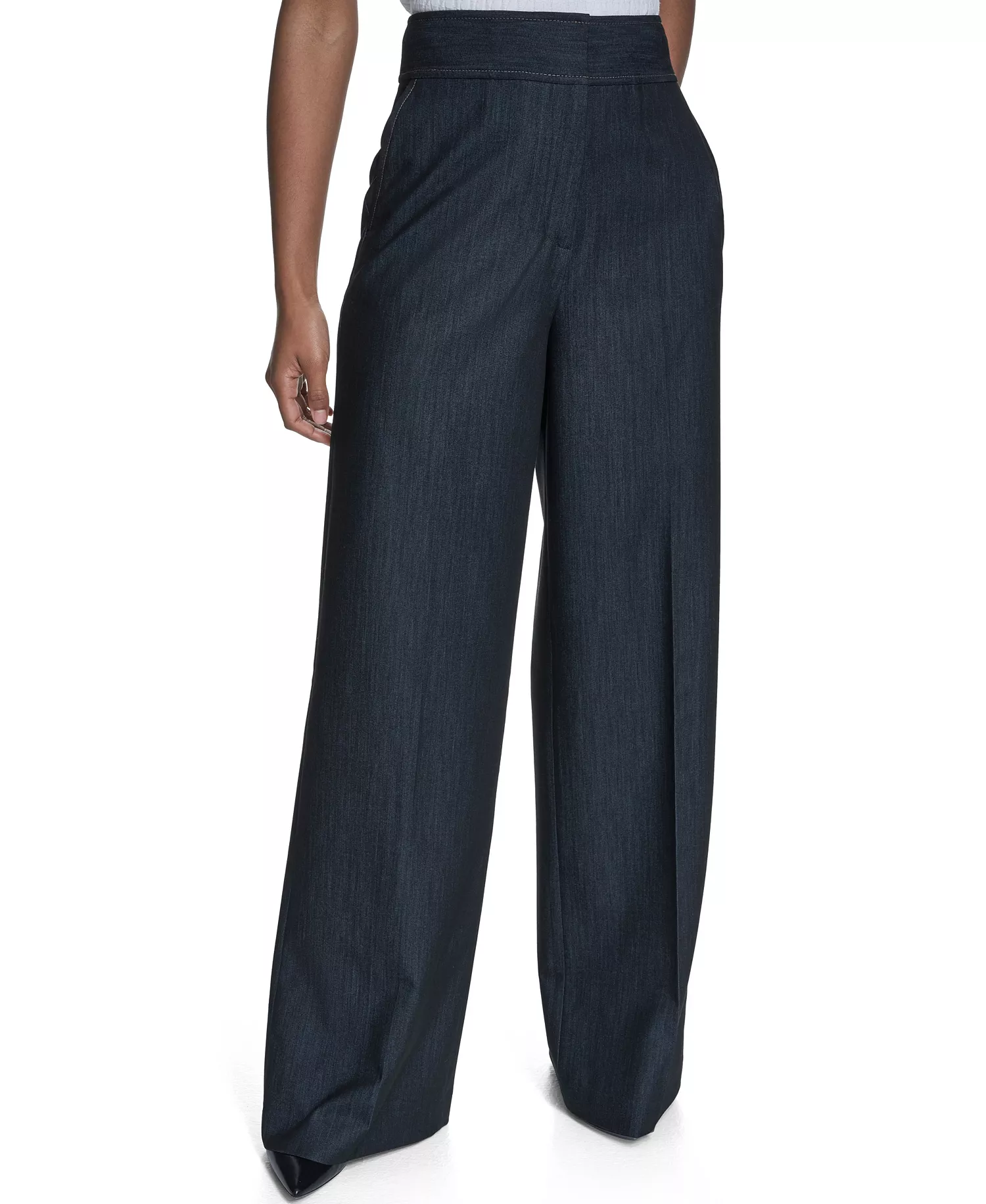 Women's Faux Denim Wide Leg Pants - Indigo - 10