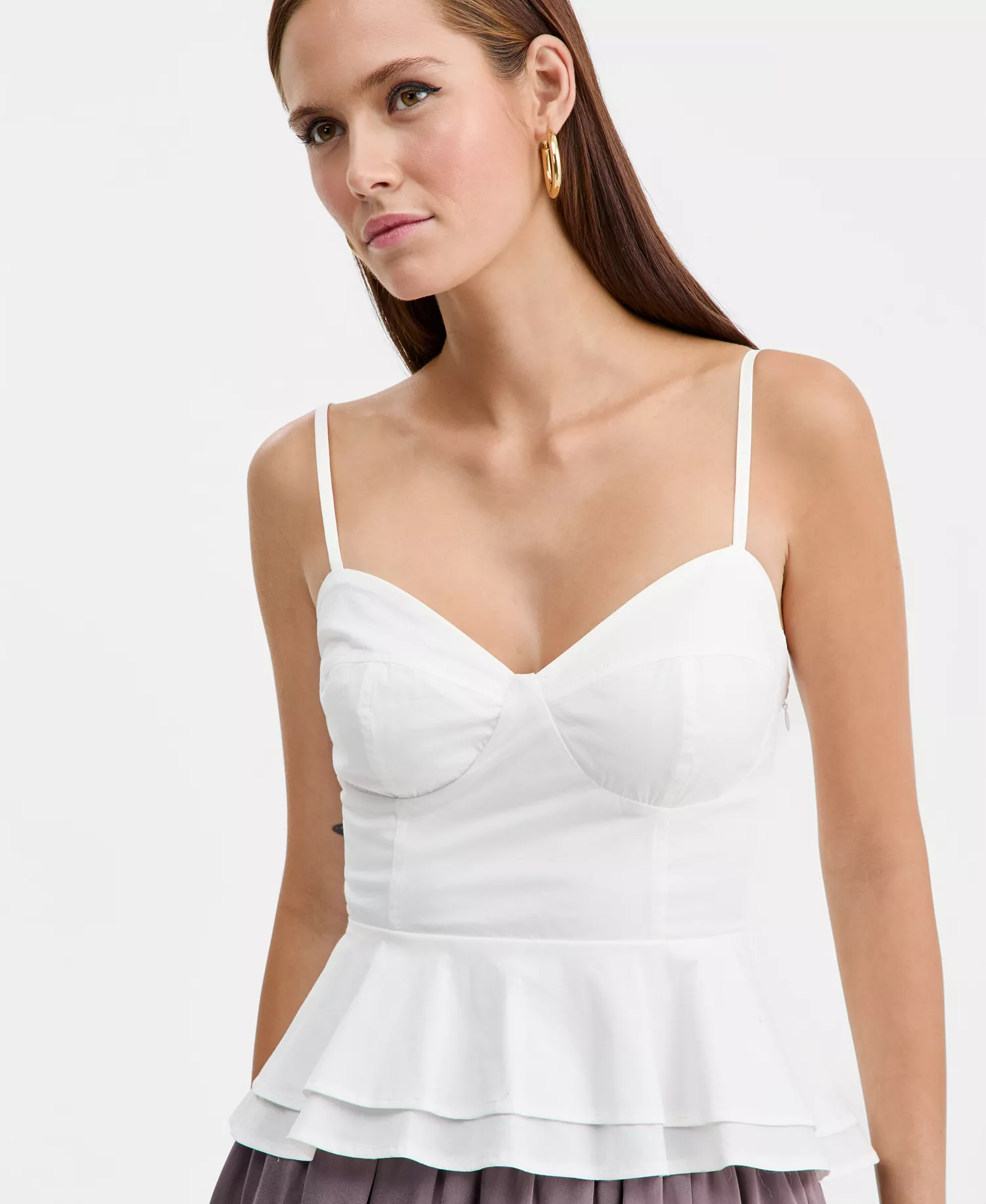 Women's Poplin Peplum Tank Top, Macy's Exclusive - Stark White - L