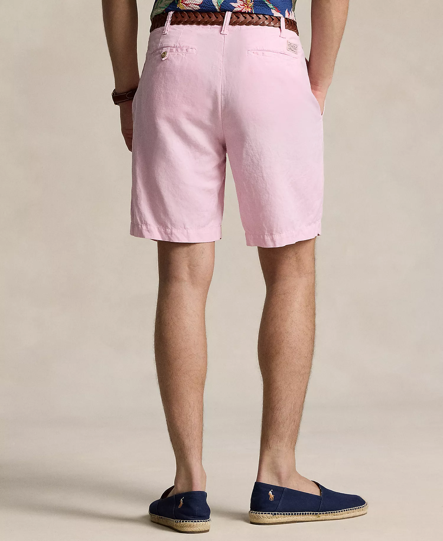 Men's 8.5" Straight-Fit Linen Cotton Chino Shorts - Carmel Pink - 28