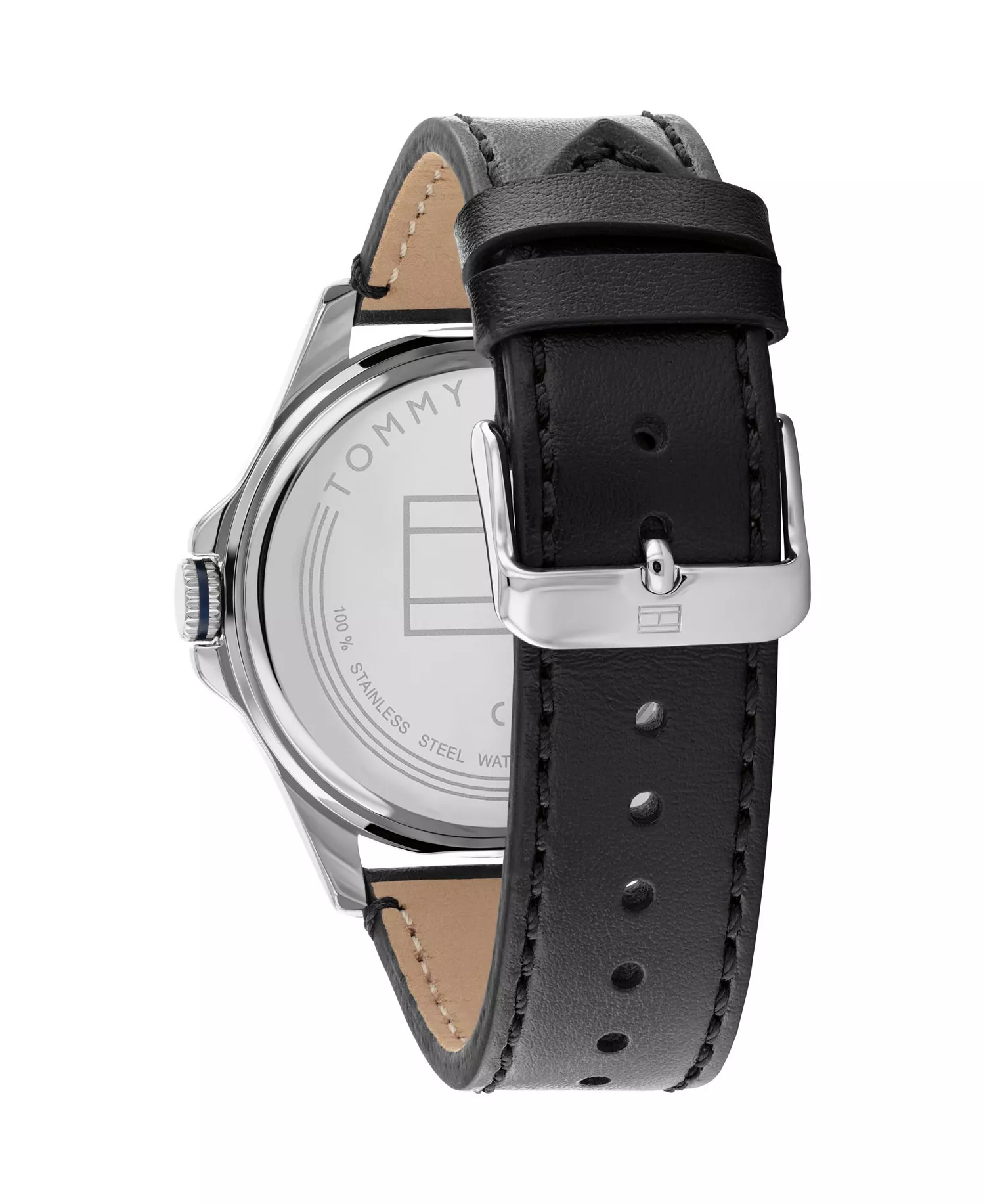 Men's Black Leather Strap Watch 44mm - Black - One Size Fits All