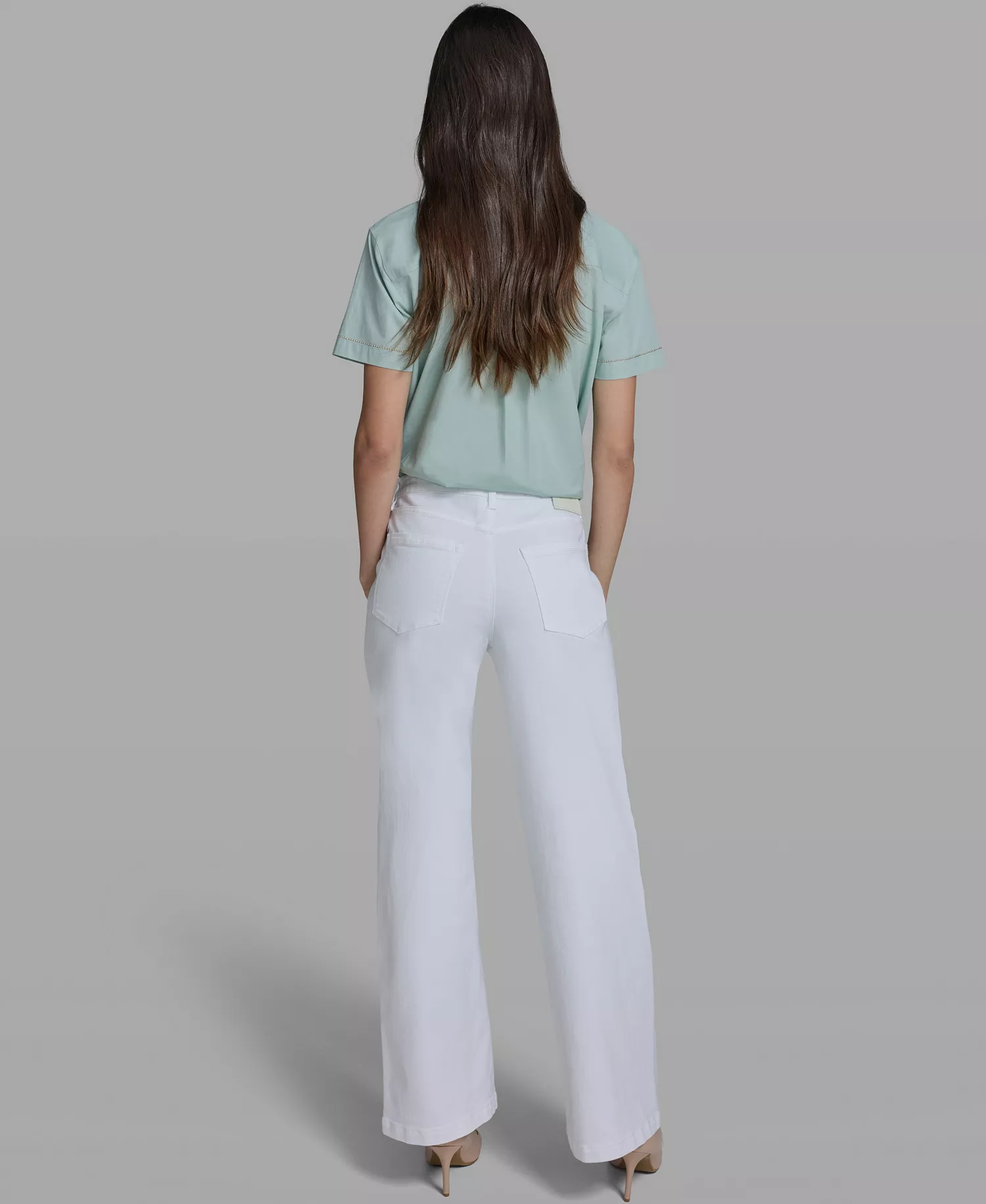 Women's Wide-Leg Mid-Rise Front Pocket Jeans - White Denim - 0