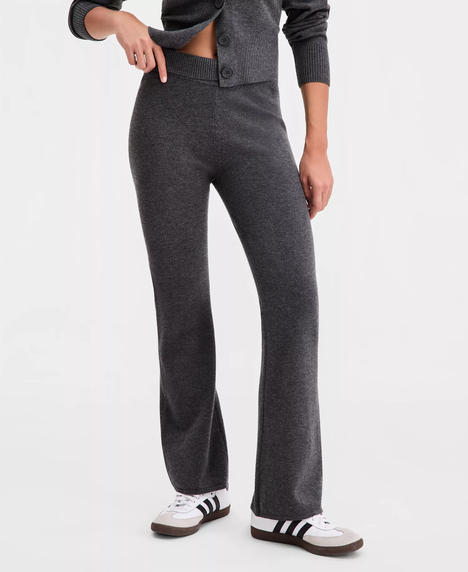 Women's Fold-Over Sweater Pants, Macy's Exclusive - Mercury Grey - L
