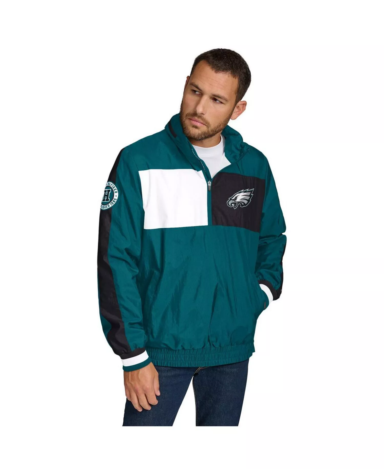 Men's Green Philadelphia Eagles Gael Lightweight Half-Zip Hoodie Jacket - Green - L
