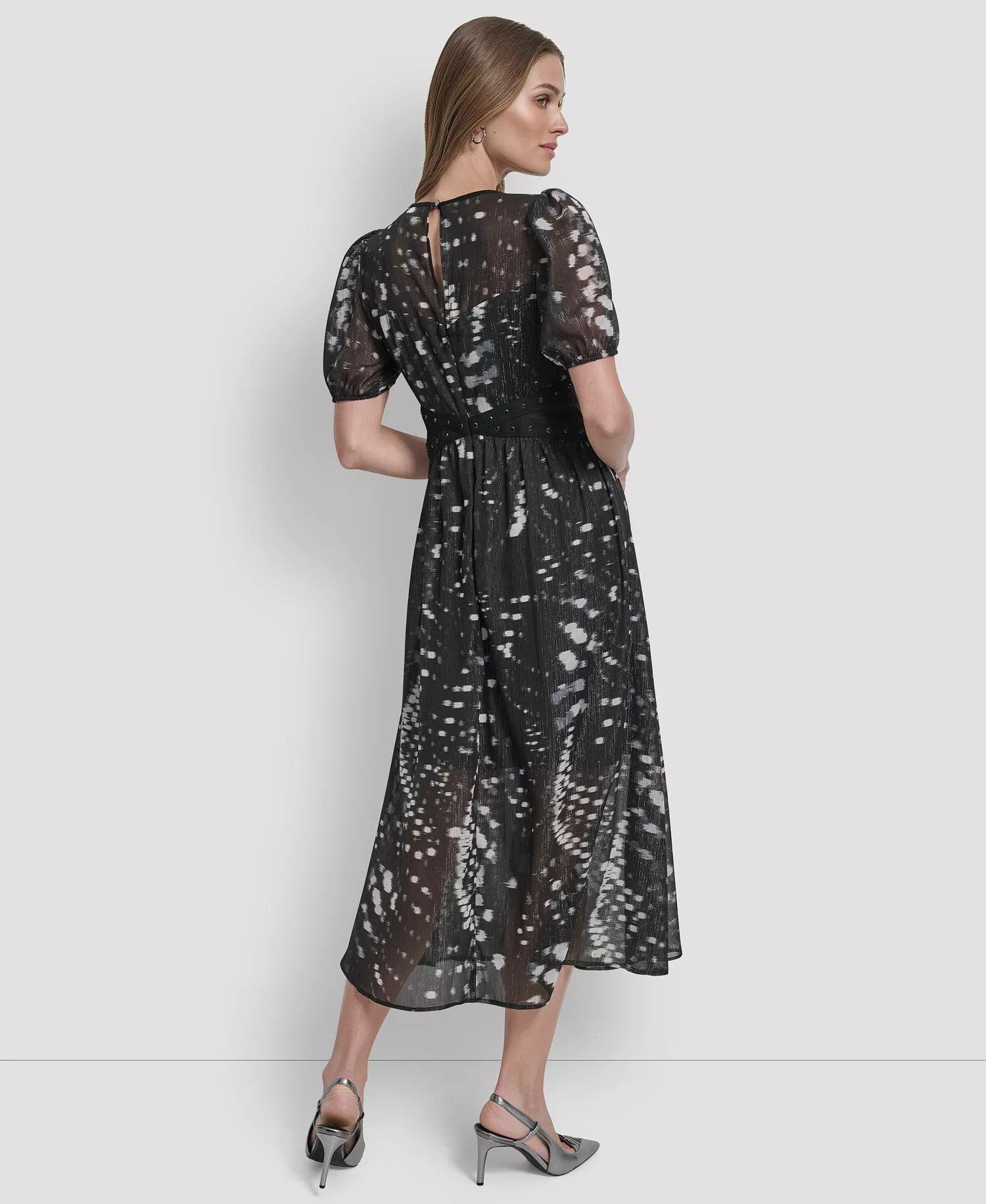 Women's Crinkle Detail Fit and Flare Midi Dress - Reflected Lights - 2