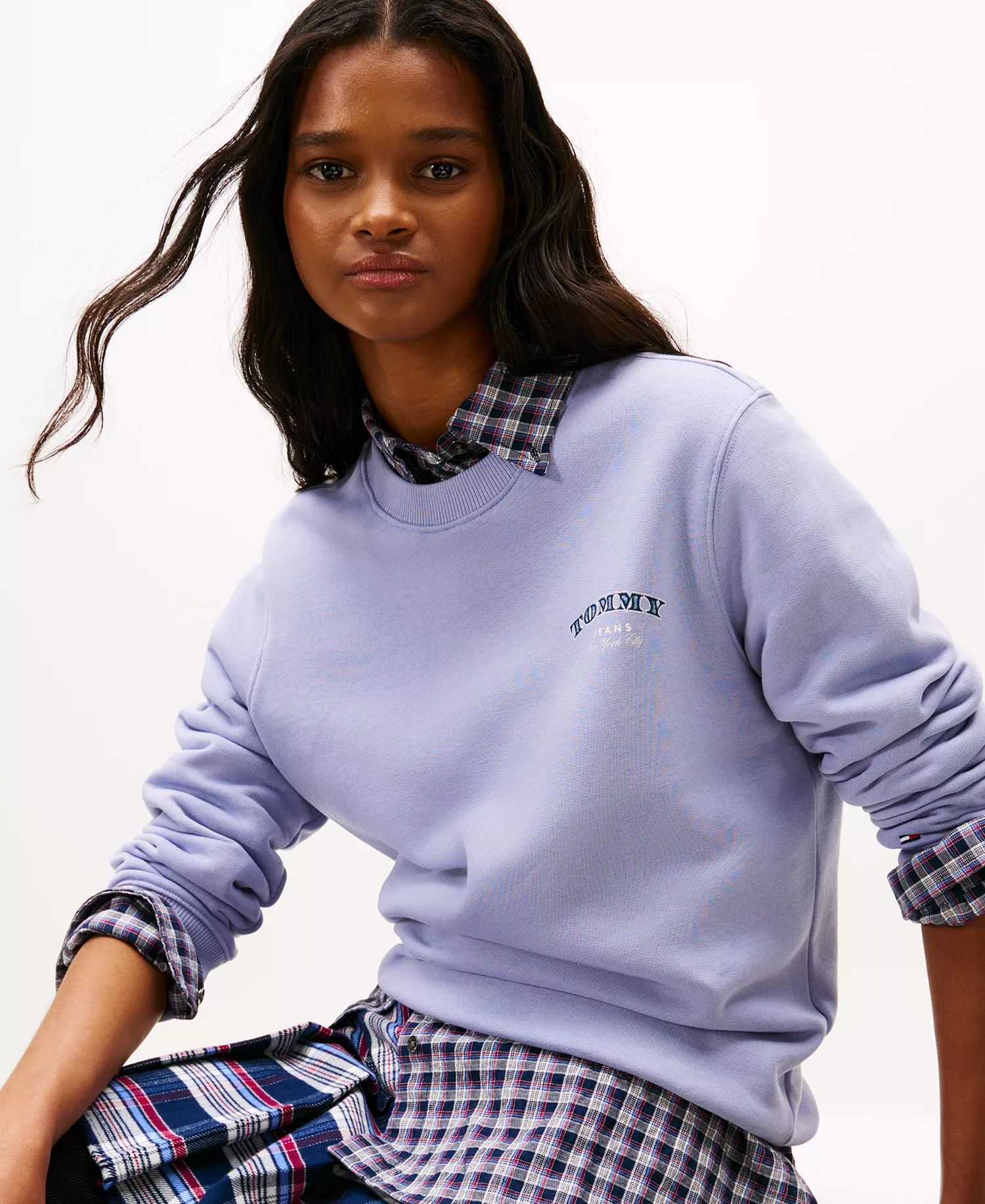 Women's Dollar Stack Logo Crewneck Sweatshirt - Periwinkle Dusk - L