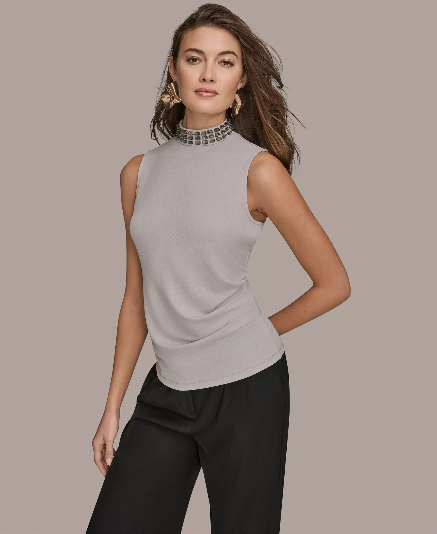 Women's Embellished Sleeveless Top - Vapor - L