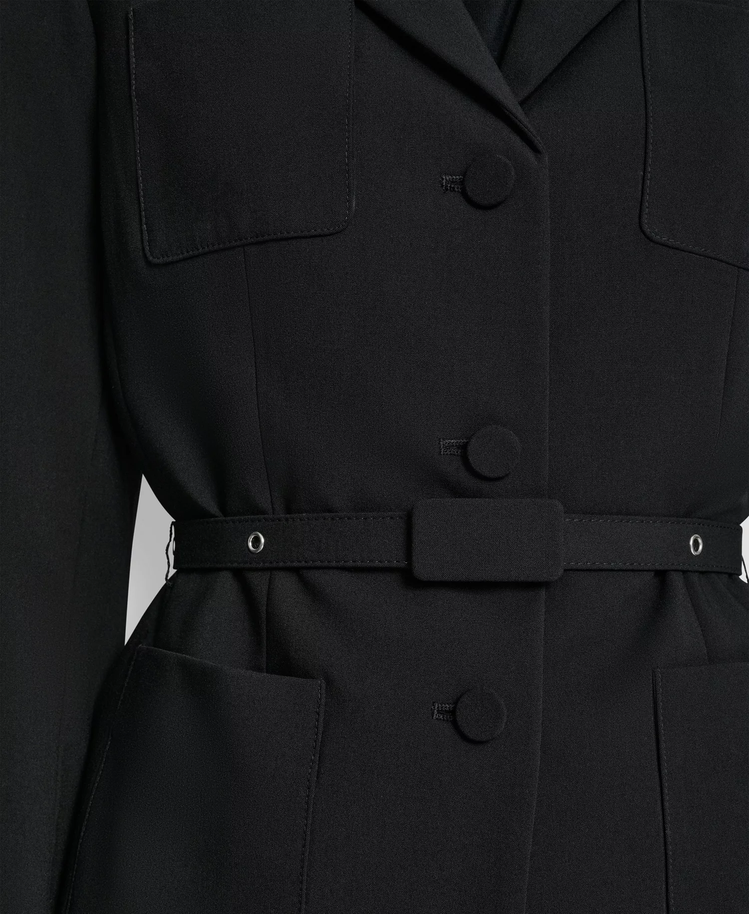 Women's Tailored Belted Blazer Jacket - Black - 0