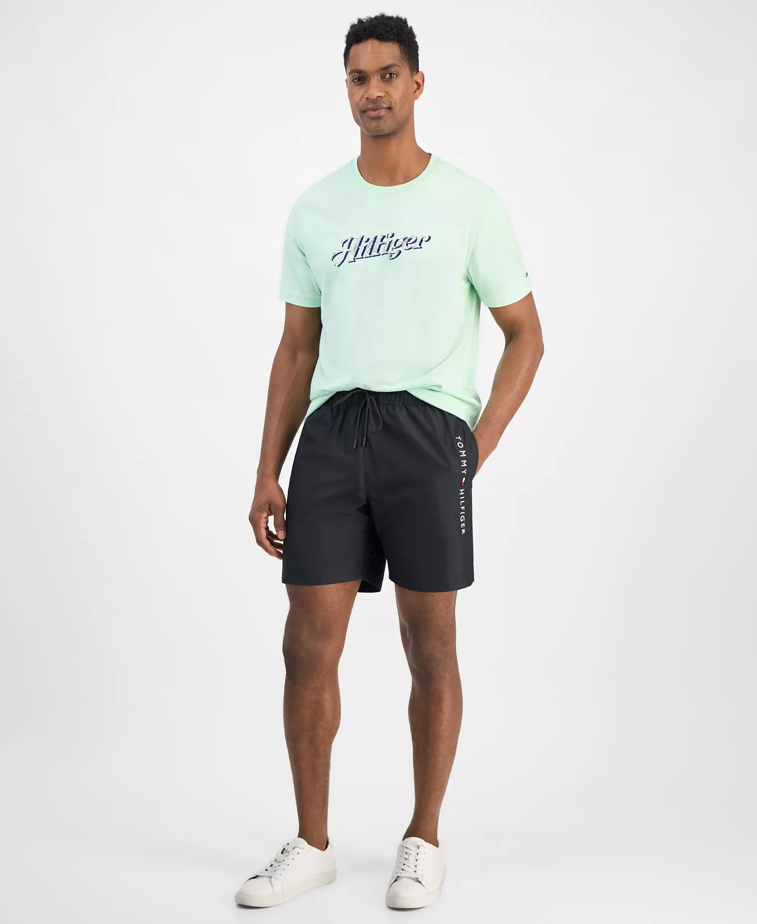 Men's Drawstring Logo 7" Swim Trunks - Black - 2XL