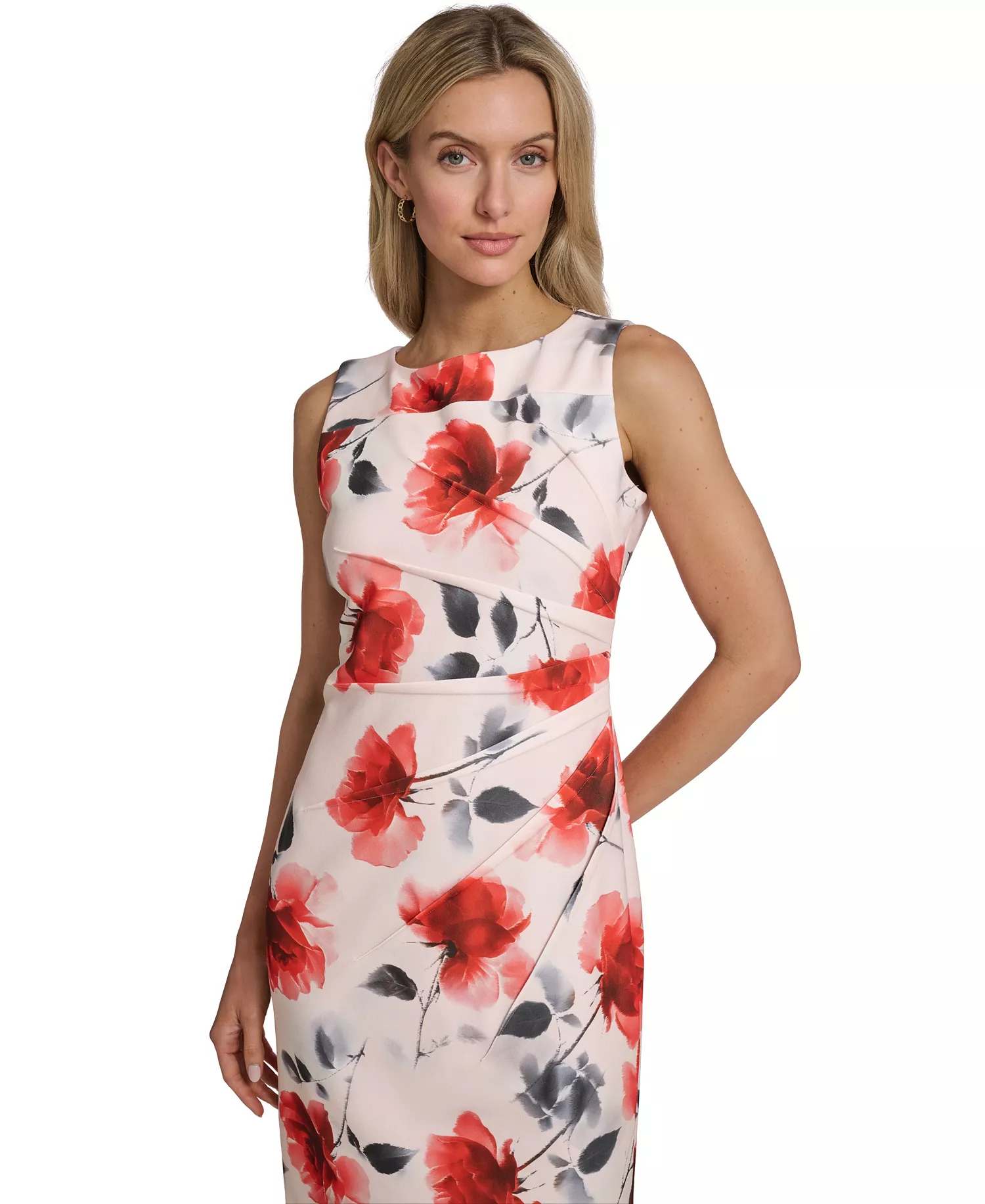 Petite Sleeveless Floral Printed Dress - Ginger Multi - 0P