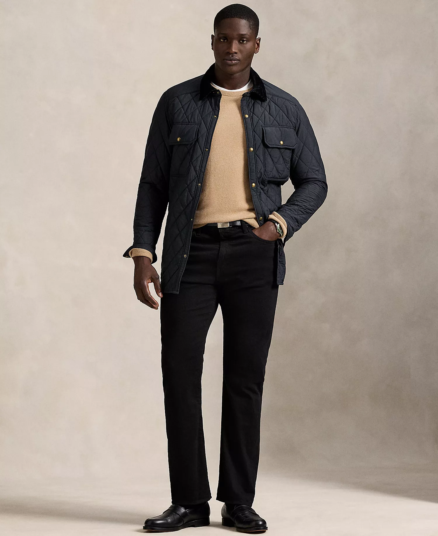Men's Big & Tall Beaton Quilted Snap-Front Jacket - Polo Black - 3XLT