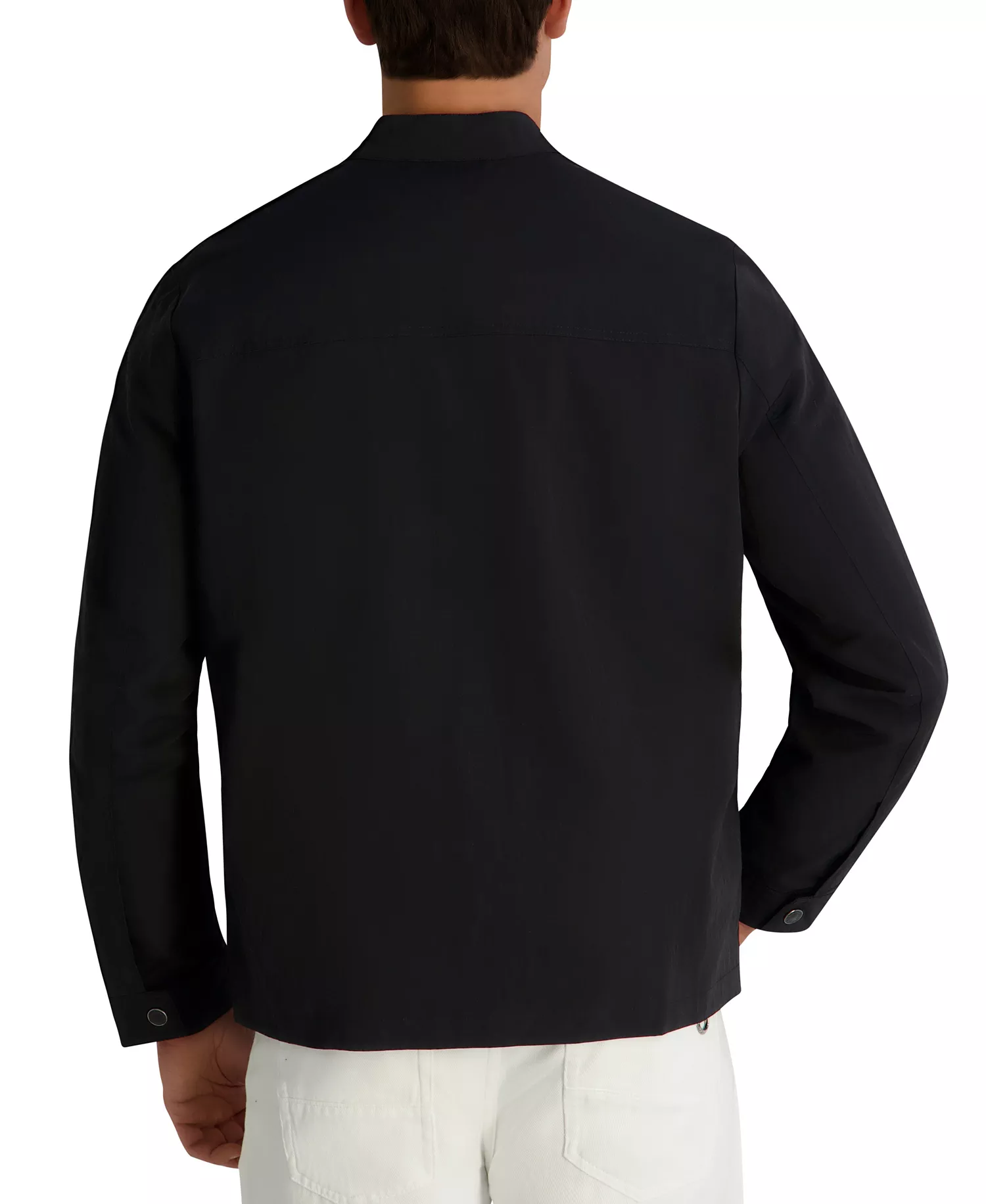 Men's Crinkle Cut Snap Button Jacket - Black - 2XL