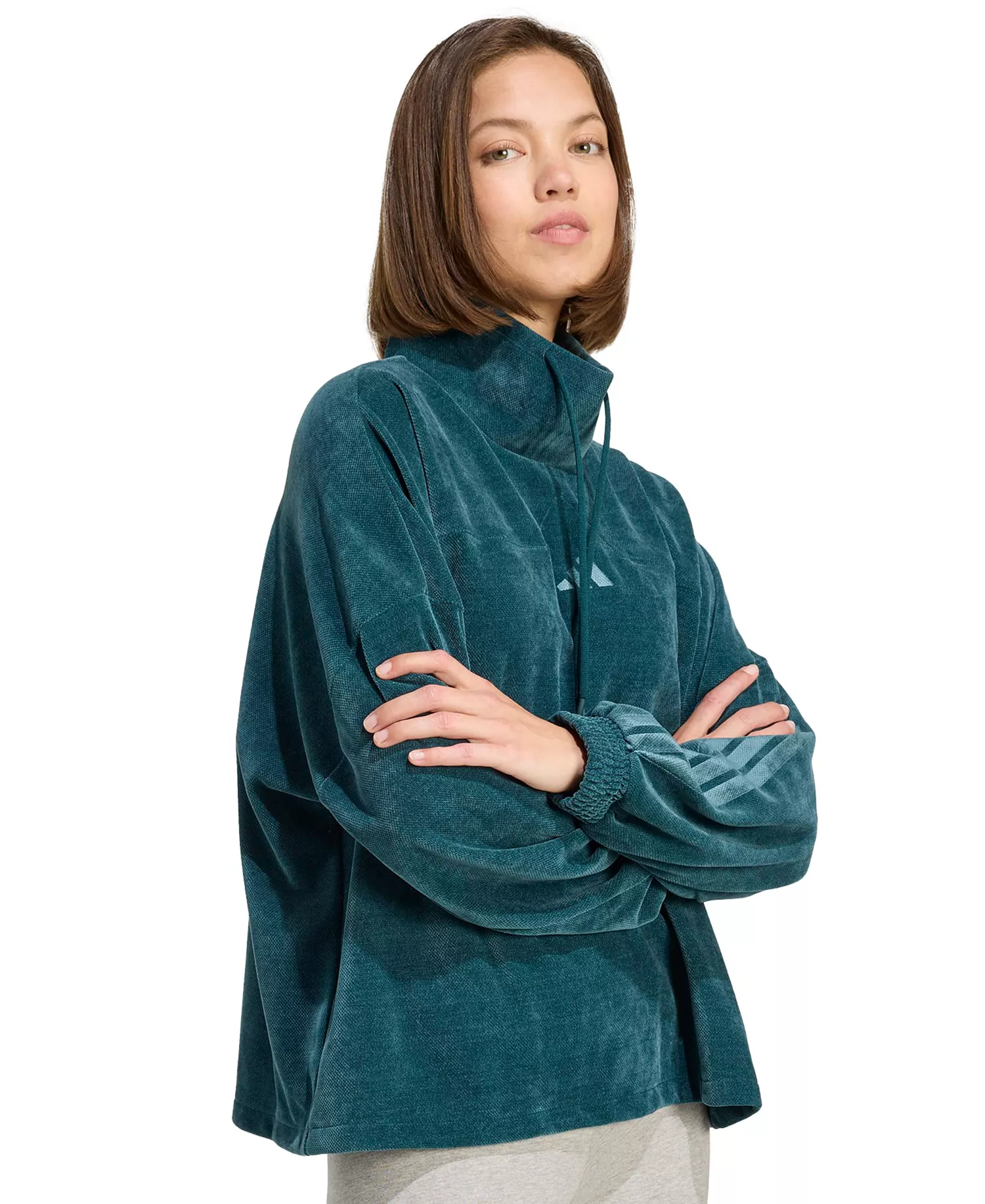 Women's Tiro Velour High Neck Sweatshirt - Aurora Ivy - L