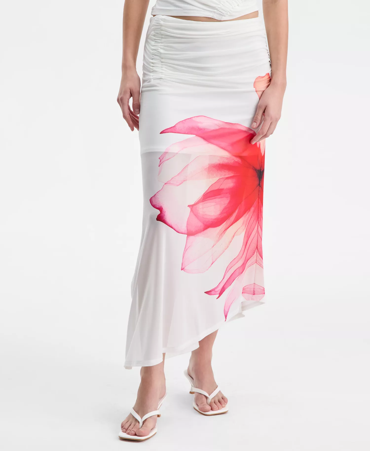 Women's Asymmetrical Floral-Print Midi Skirt, Macy's Exclusive - Tropical Floral - XL