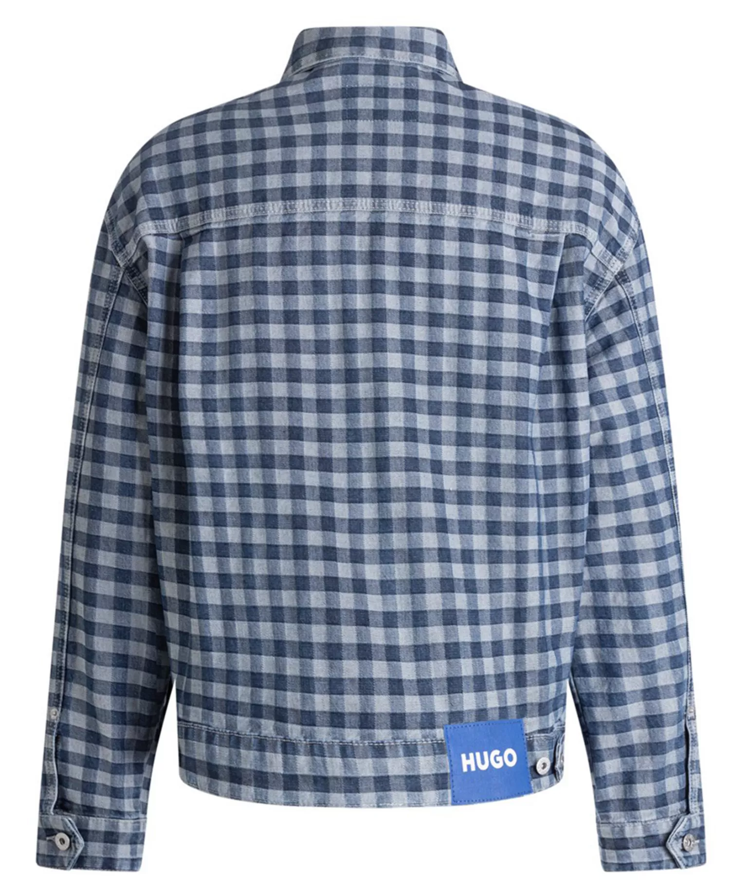 Men's Nial Pointed Collar Jacket - Med Blue Gingham - 2XL