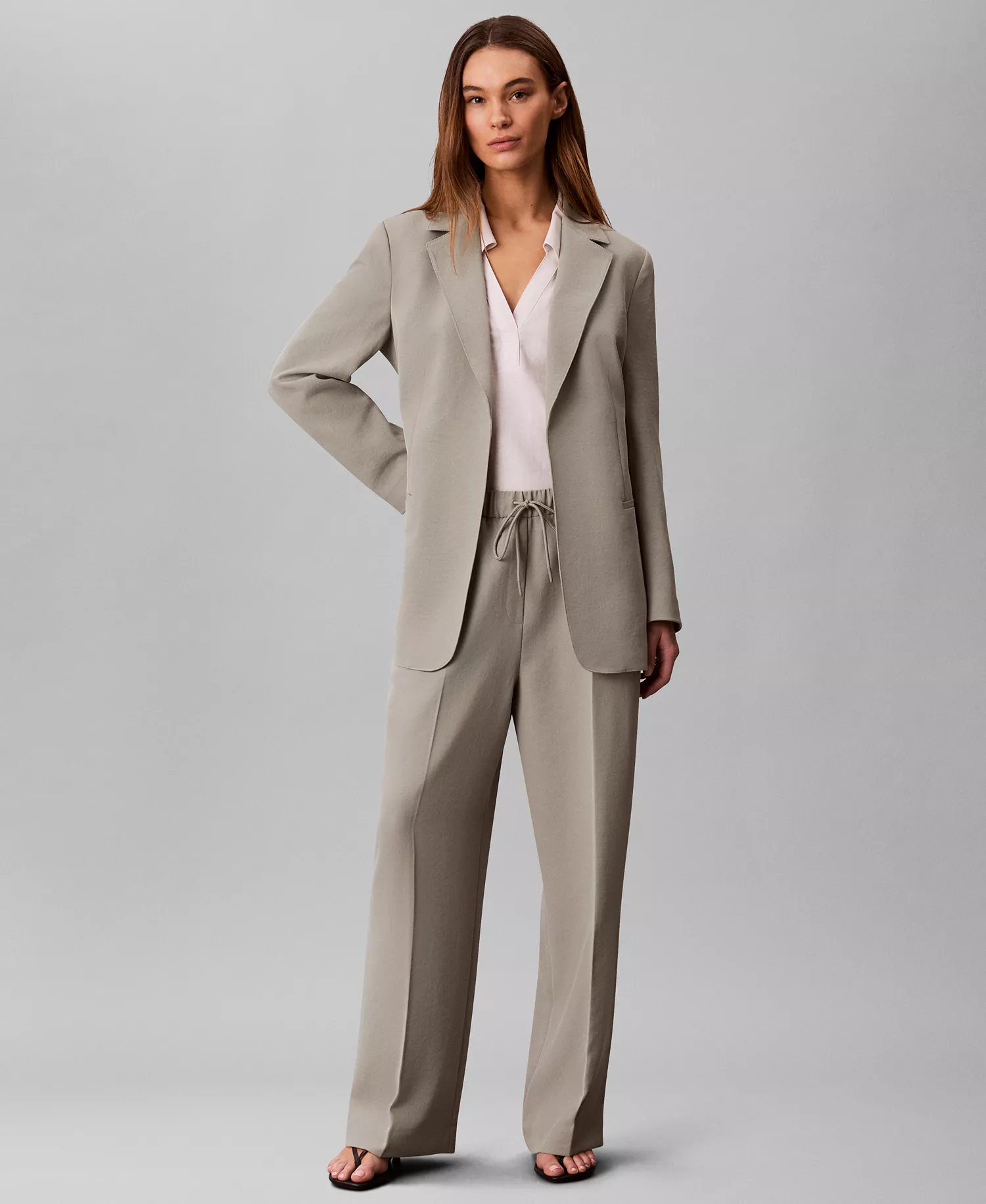 Women's Casual Straight Twill Pants - Shadow - L