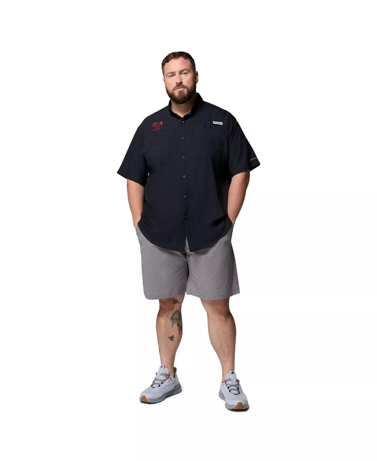 Men's Black Texas A&M Aggies Big Tall Tamiami Omni-Shade Button-Down Shirt - Black - 5XT