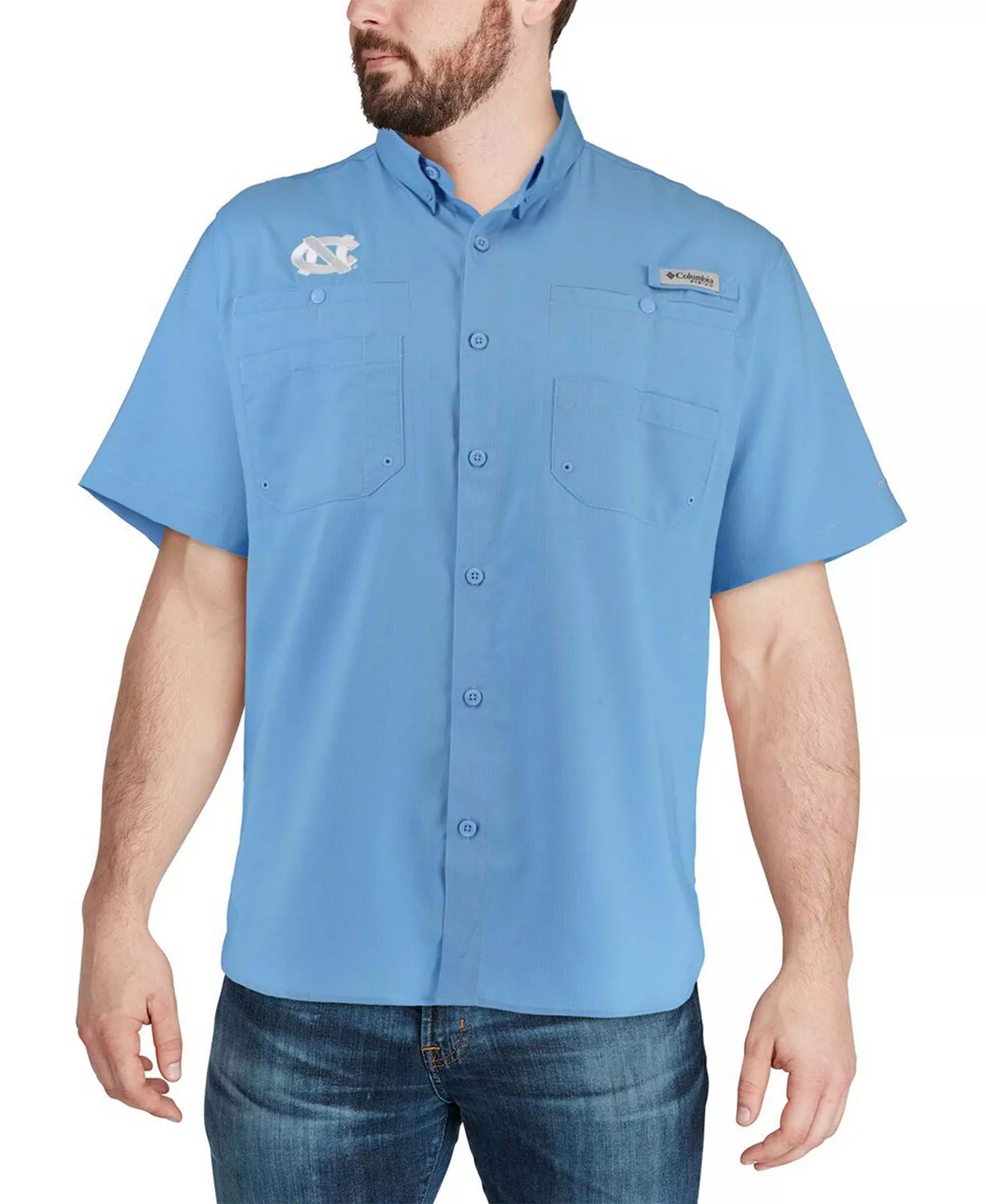 Men's Light Blue North Carolina Tar Heels Tamiami Shirt - Light Blue - L