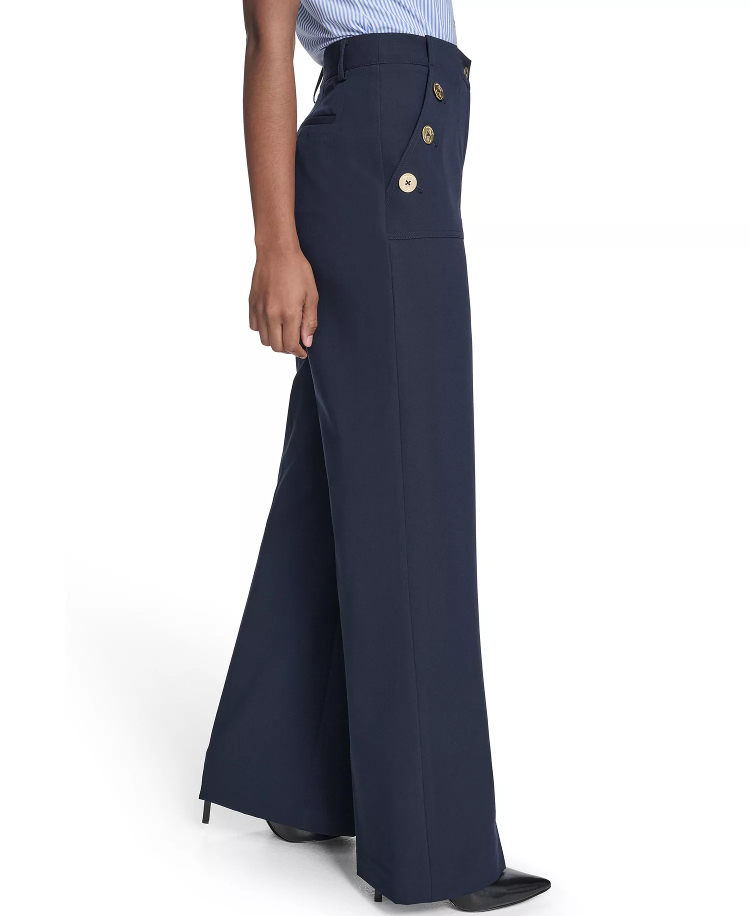 Women's High Rise Solid Sailor Pants - Midnight - 10