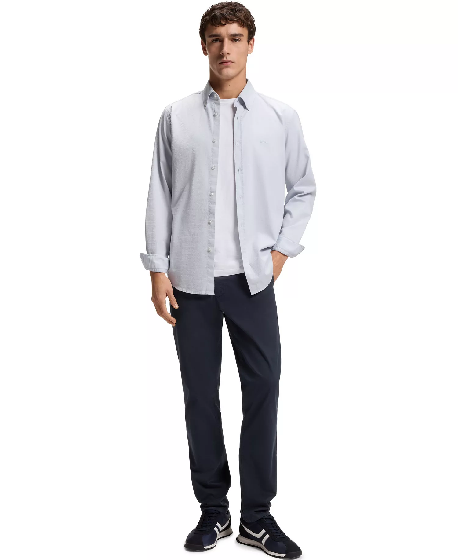 Men's Stretch-Cotton Twill Slim-Fit Chino Pants - Open Blue - 30x32