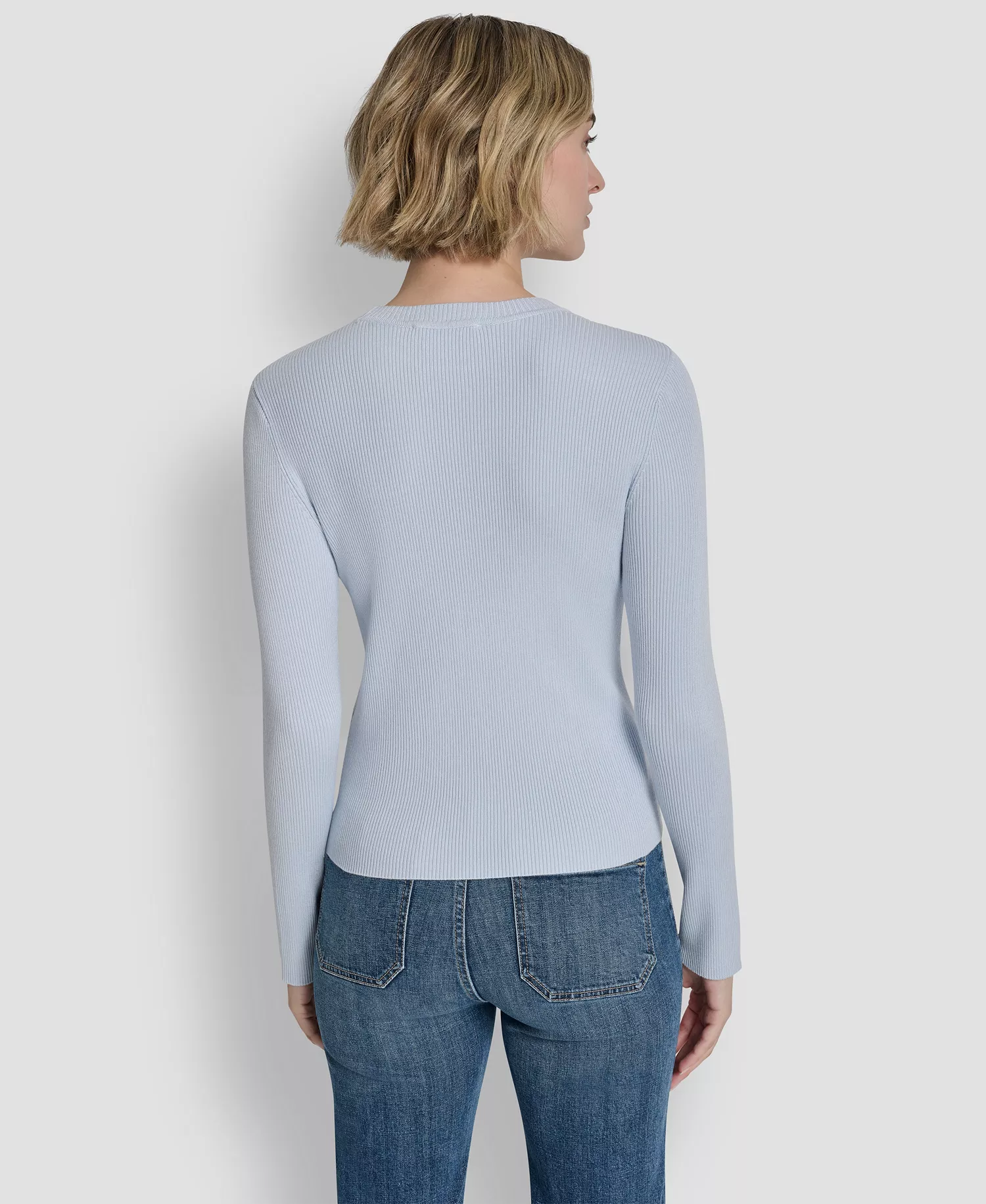 Women's Long-Sleeve Logo Trim Crewneck Sweater - Frost Blue/ Black - L