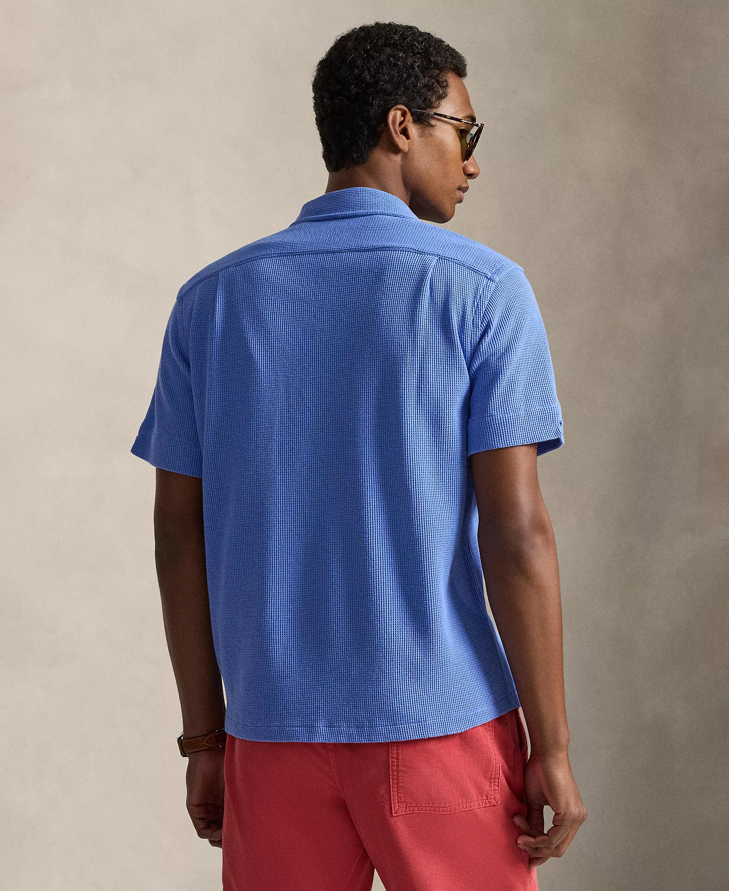 Men's Waffle-Knit Short-Sleeve Shirt - Harbor Island Blue - 2XL