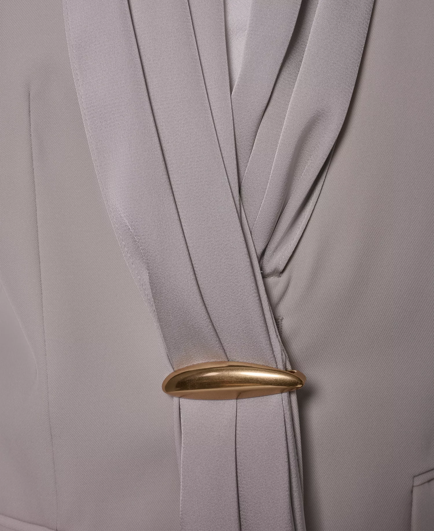 Women's Draped Necktie Fitted Blazer and High-Waist Wide-Leg Pants - Tuscan Gray - 0