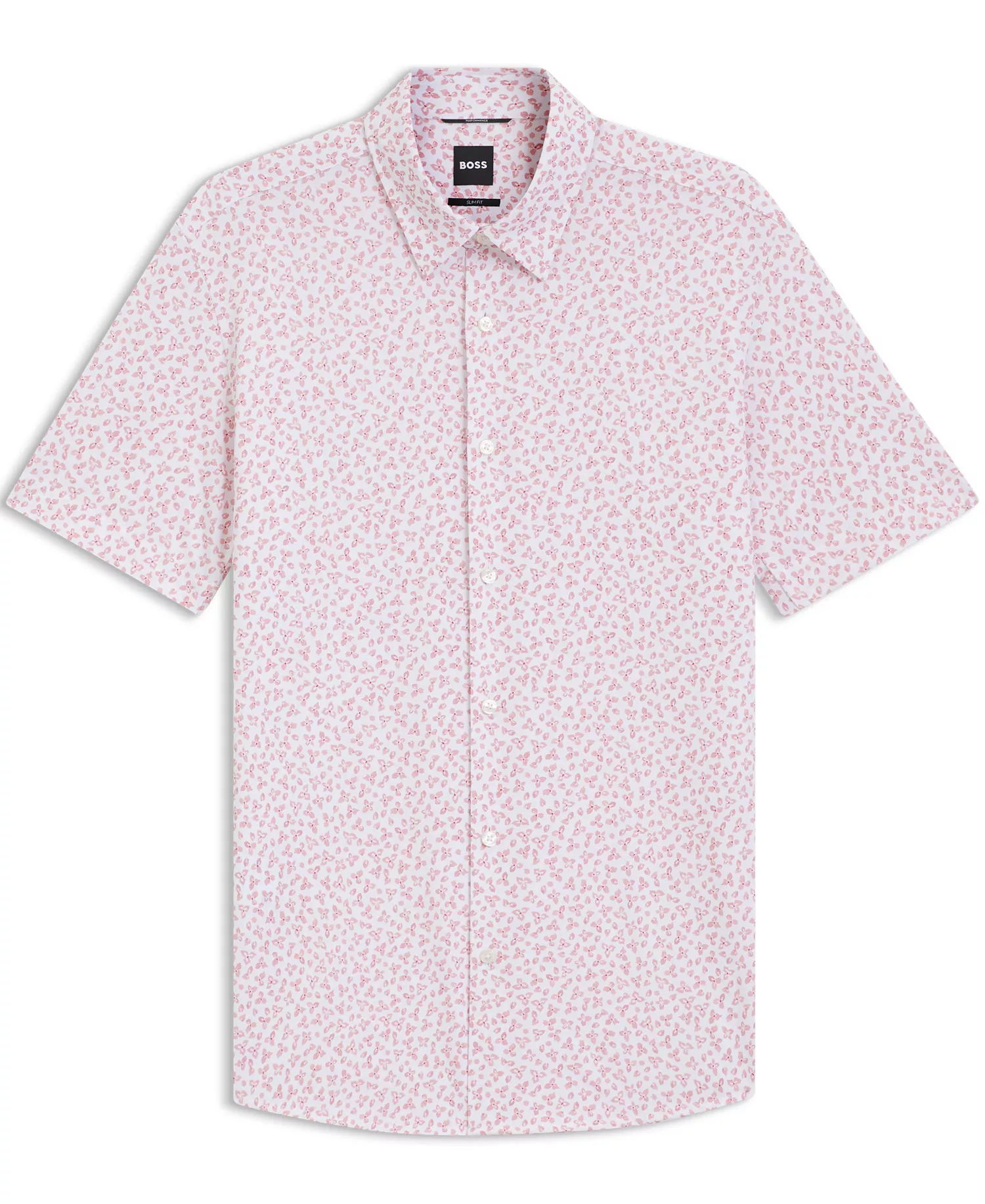 BOSS by Men's Printed Cotton-Blend Jersey Slim-Fit Shirt - Open Pink - L