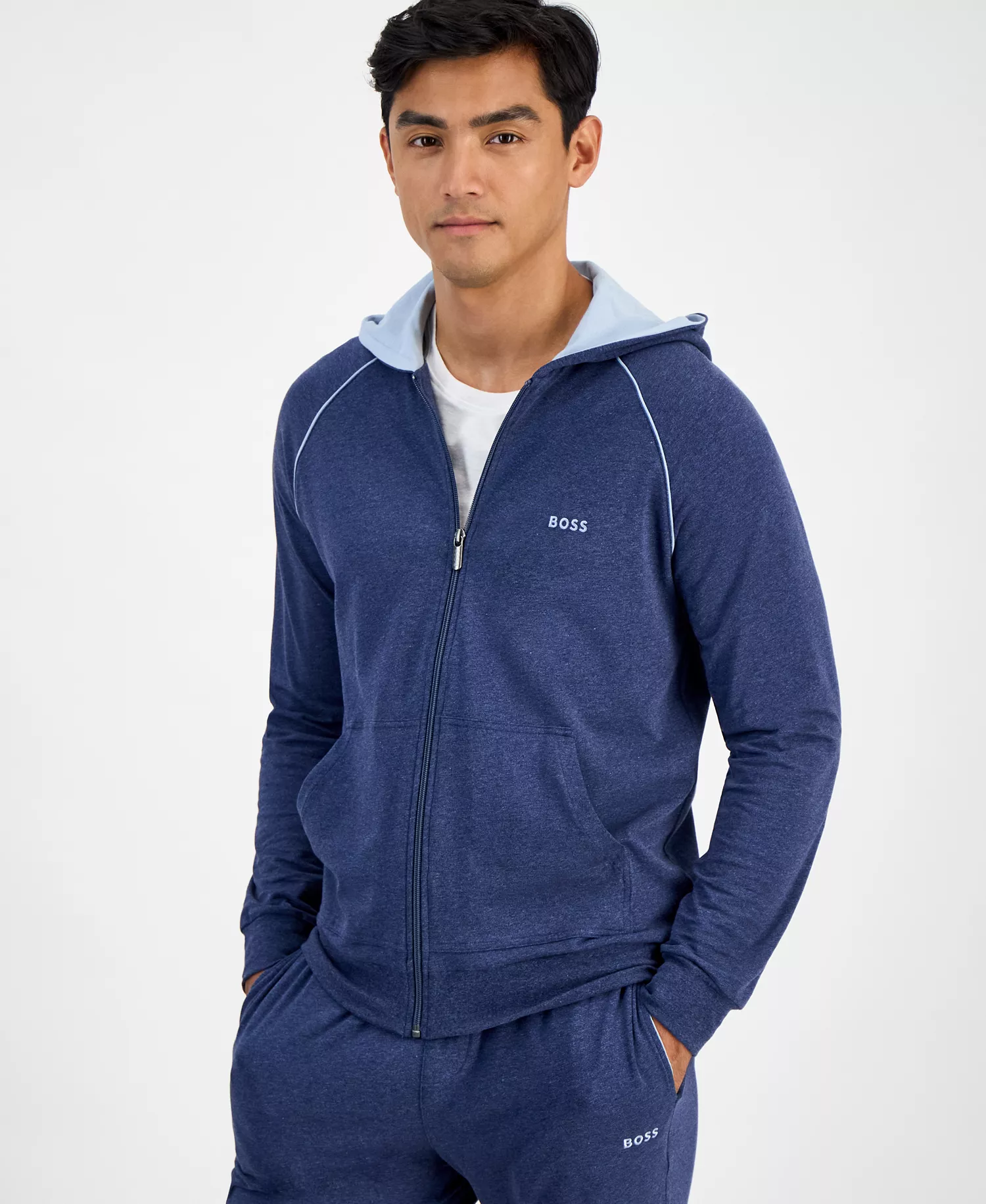 Men's Mix and Match Logo Full-Zip Hoodie - Blue - L