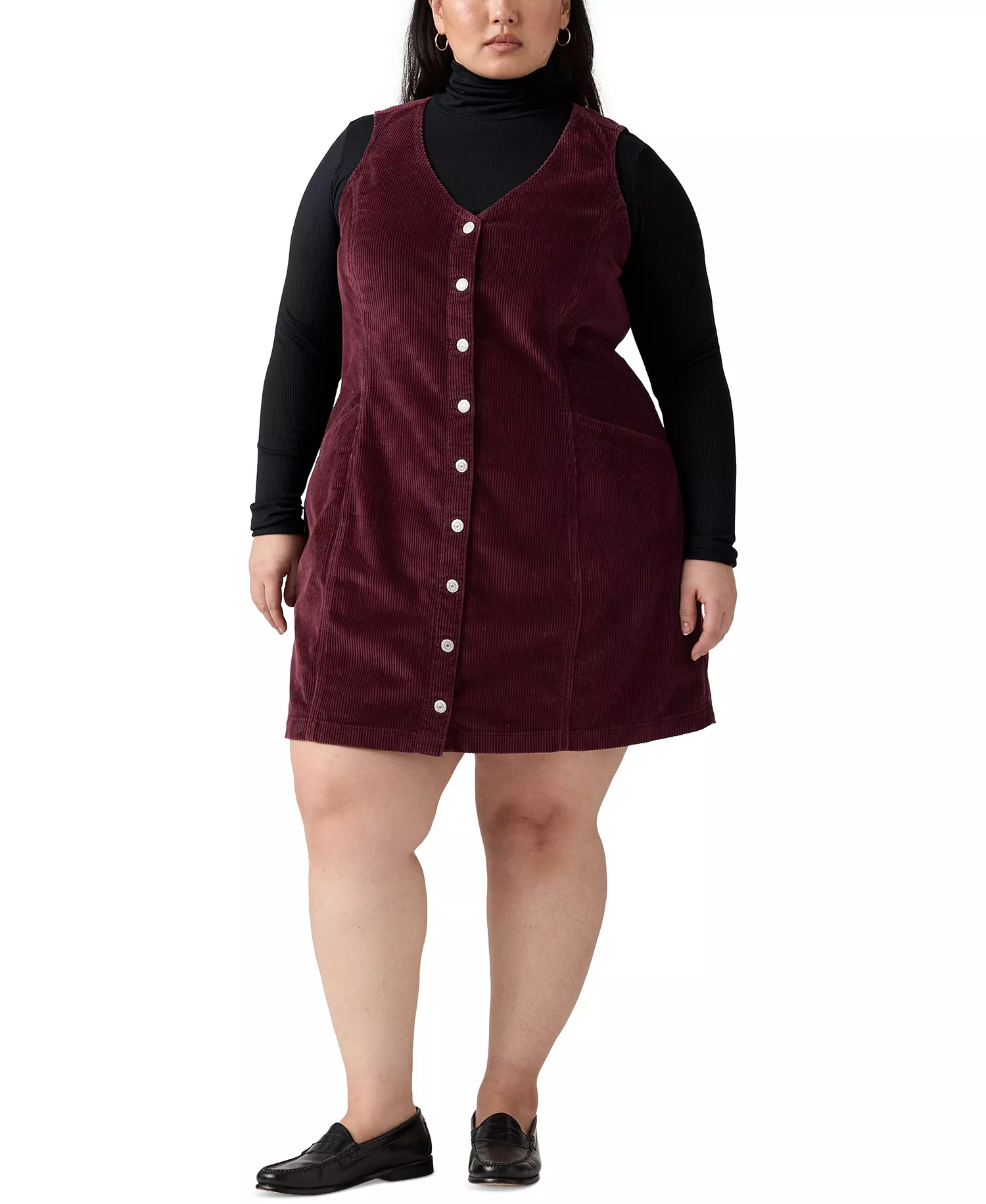 Plus Size Vianna Cotton Corduroy Dress - Red - 1X