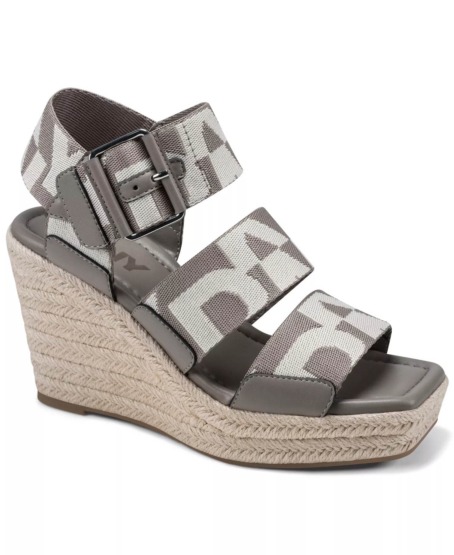 Women's Caylee Square Toe Wedge Sandals - Gray - 10M