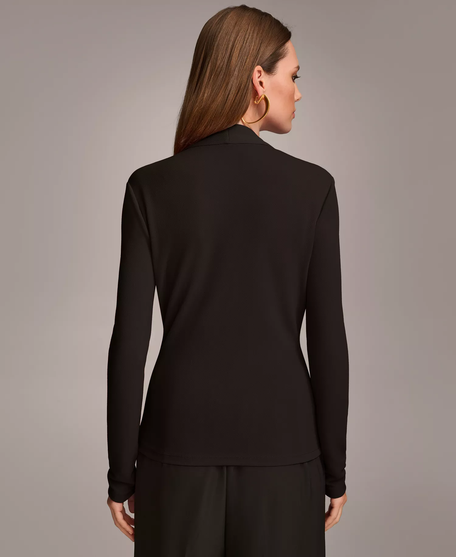 Women's Faux-Wrap Hardware Top - Black - L