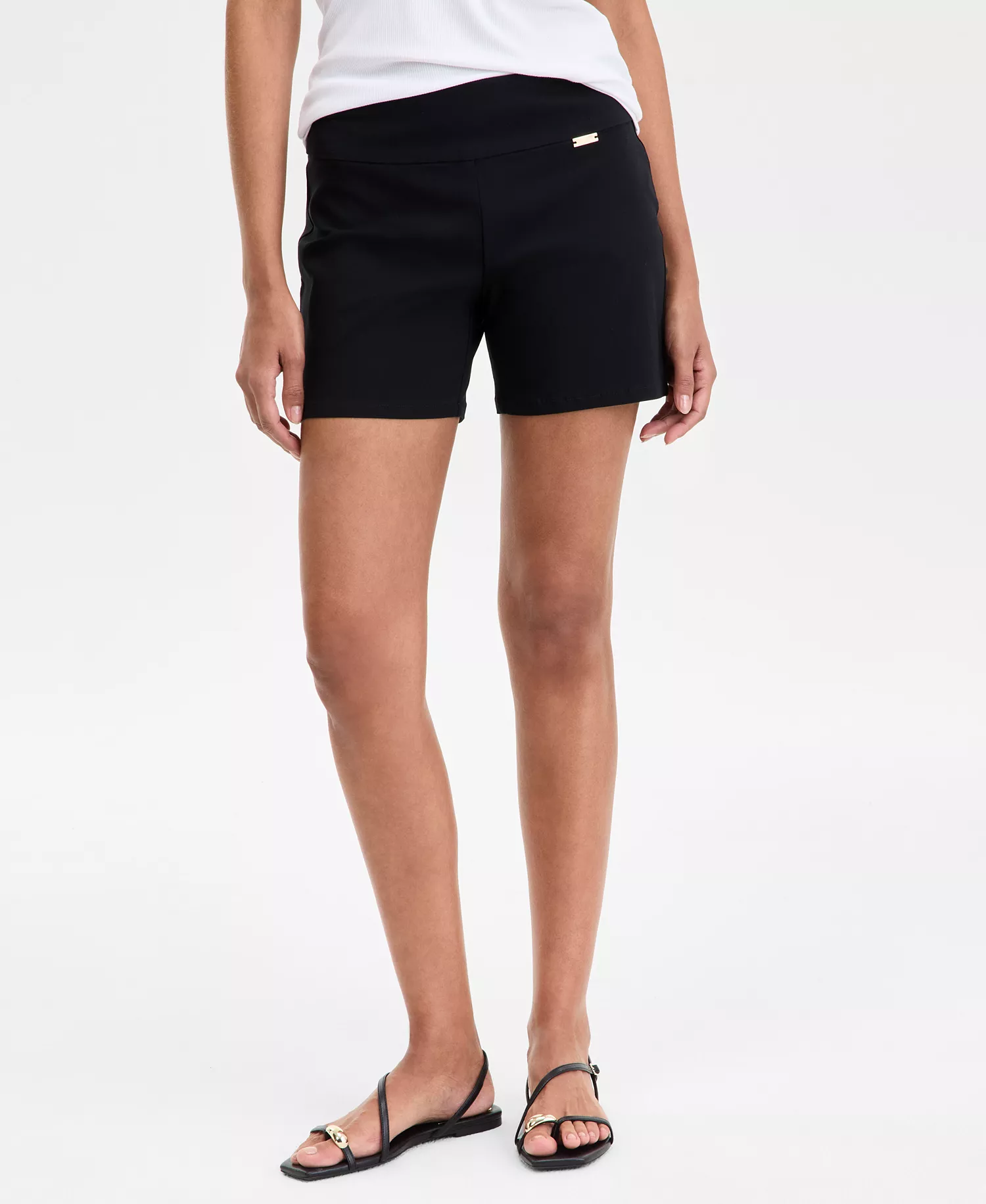 Women's Mid Rise Pull-On Shorts, Exclusively at Macy's - Deep Black - 0