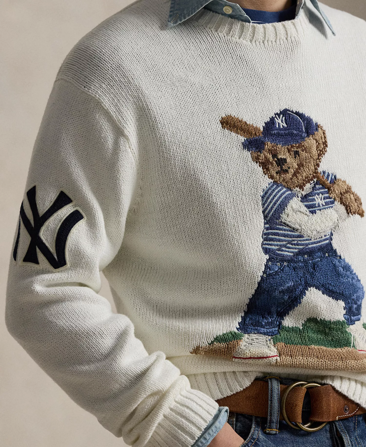 Men's and Women's Crewneck Sweater - Deckwash White Combo - 2XL