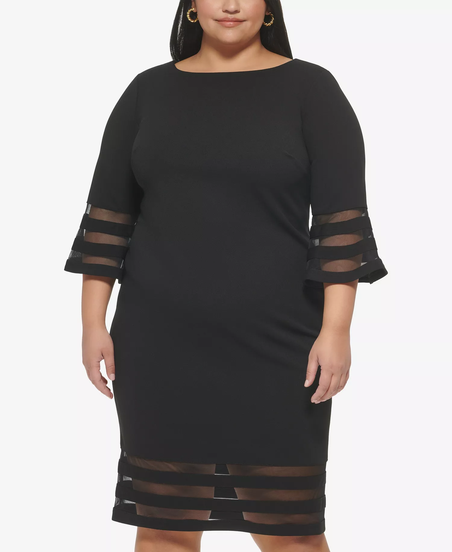 Plus Size Boat Neck Dress - Black - 14W
