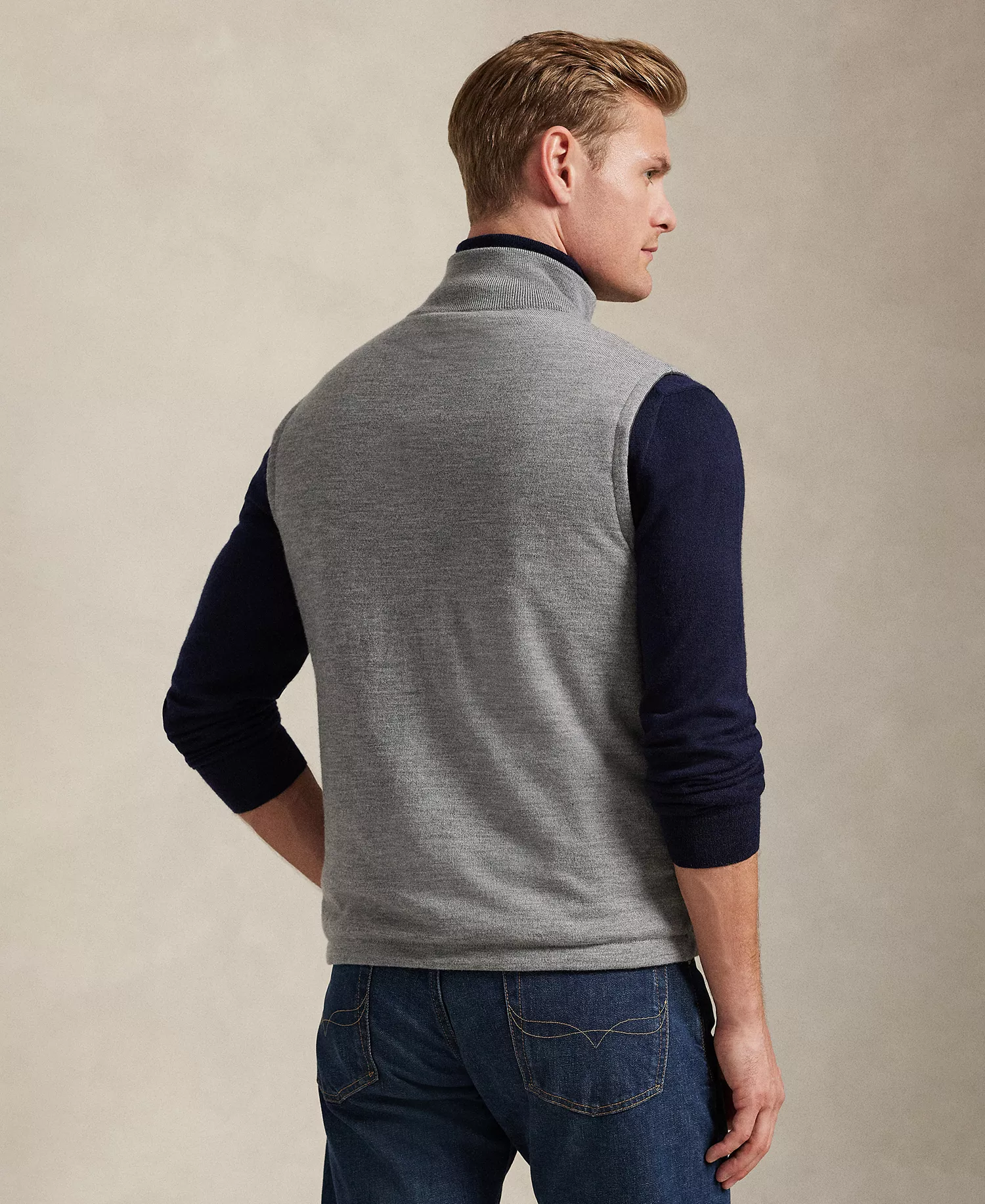 Men's Reversible Sweater Vest - Grey Combo - L