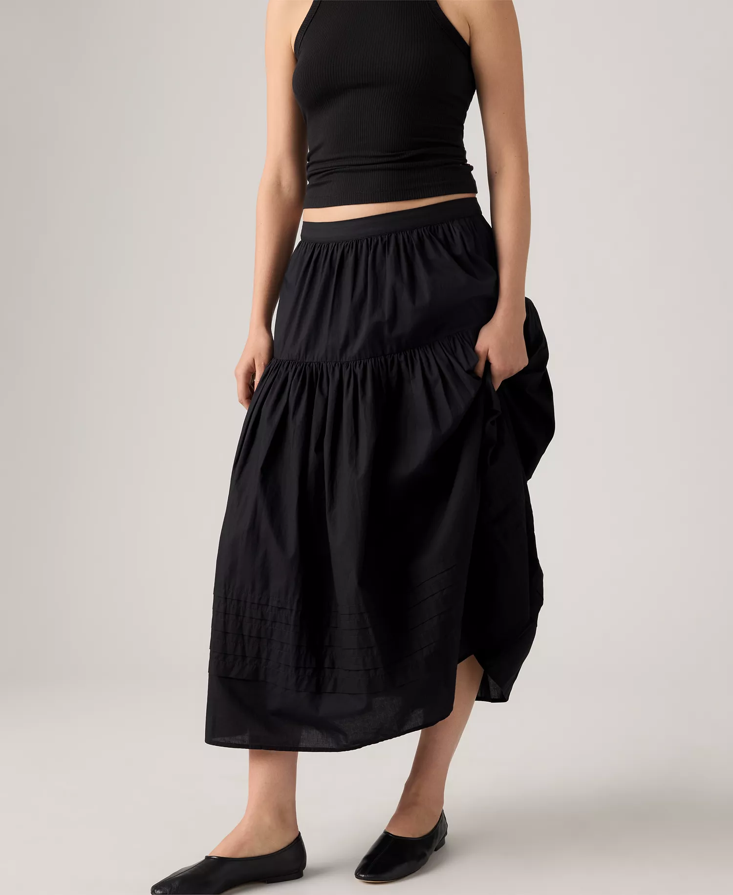 Women's Becca Tiered A-Line Skirt - Caviar - L