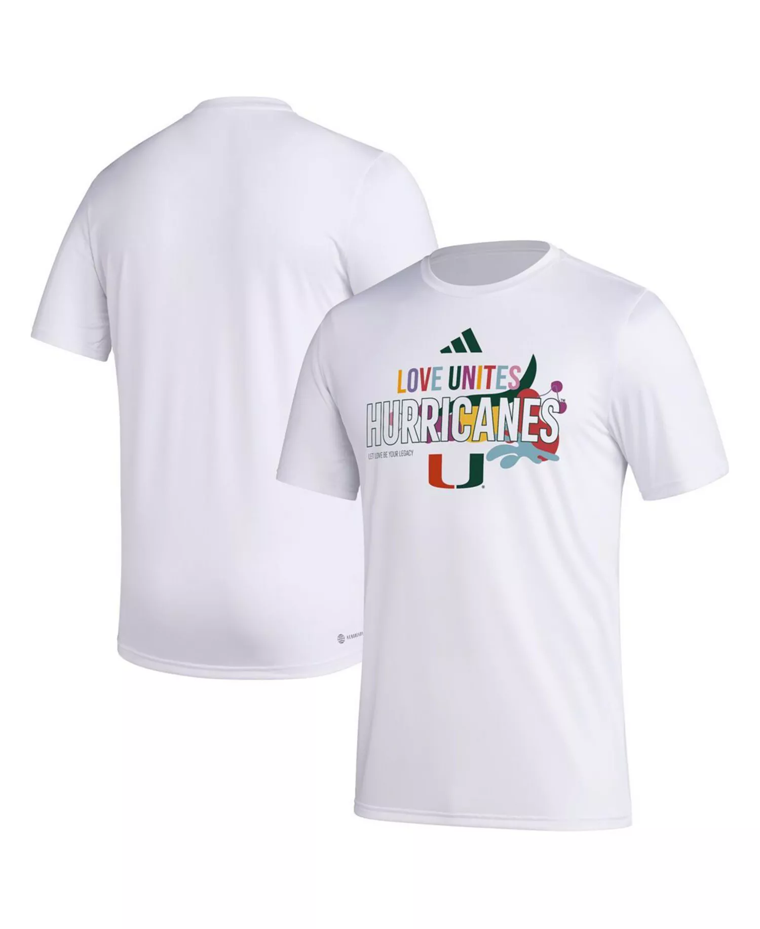 x Rich Mnisi Pride Collection Men's White Miami Hurricanes Pregame AEROREADY T-Shirt - White - 2XL