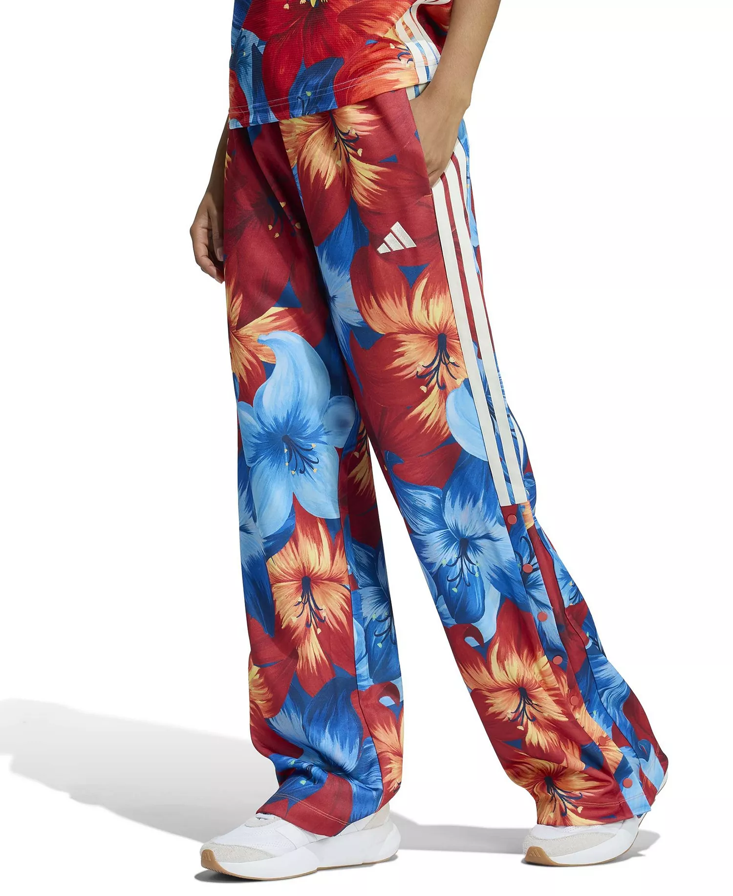 Women's x Farm Rio Drawstring Track Pants - Light Blue/Tactile Red/Cream White - S