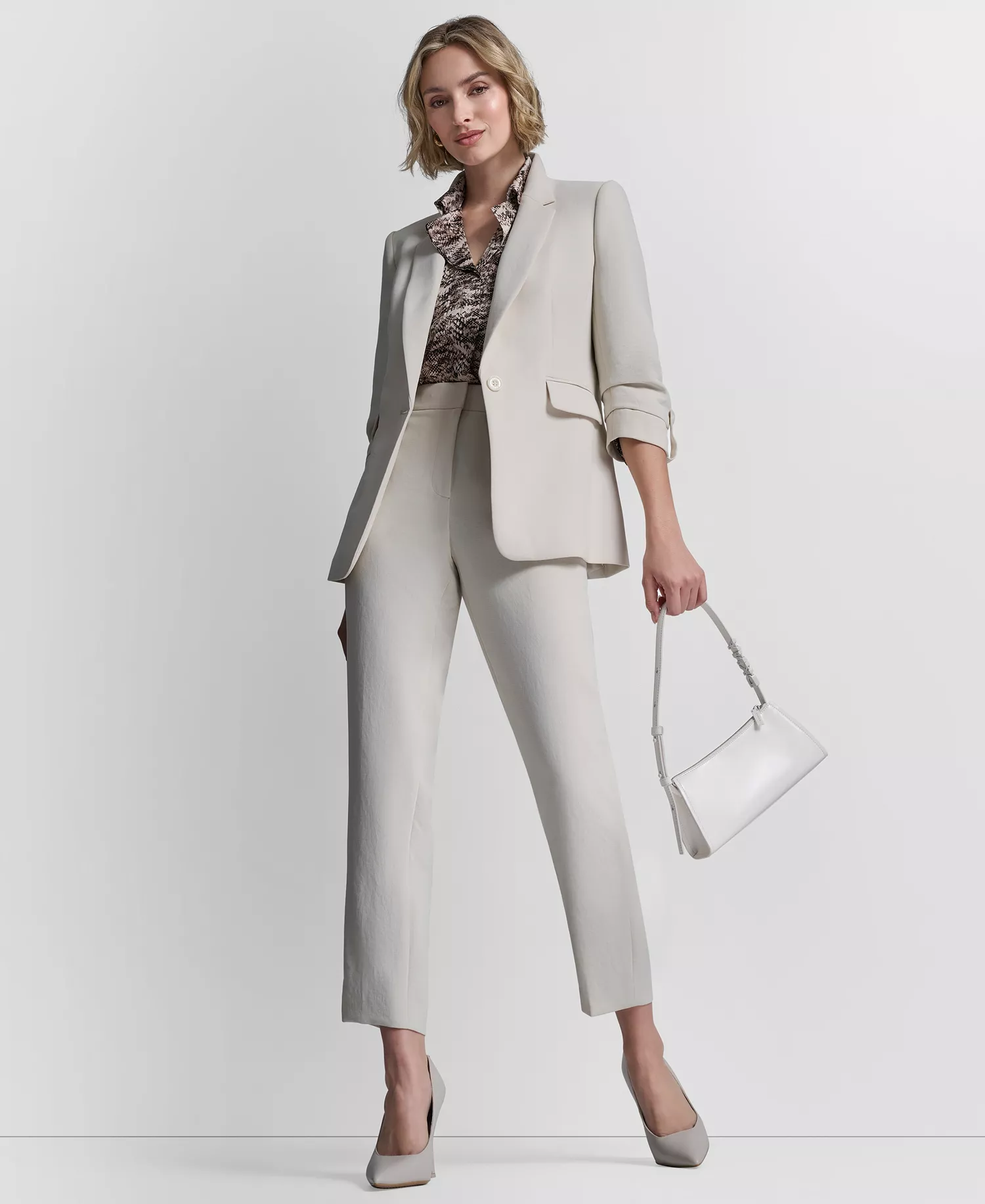 Women's Notch Collar One-Button Jacket - Ecru - 10