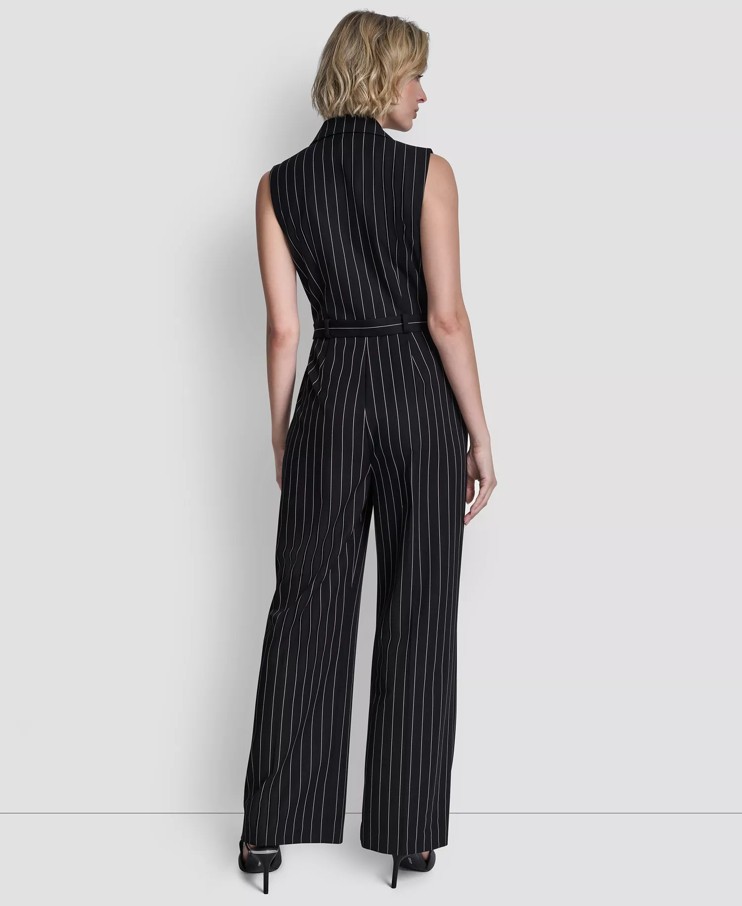 Women's Collared Wide Leg Jumpsuit - Navy / Tan - 10
